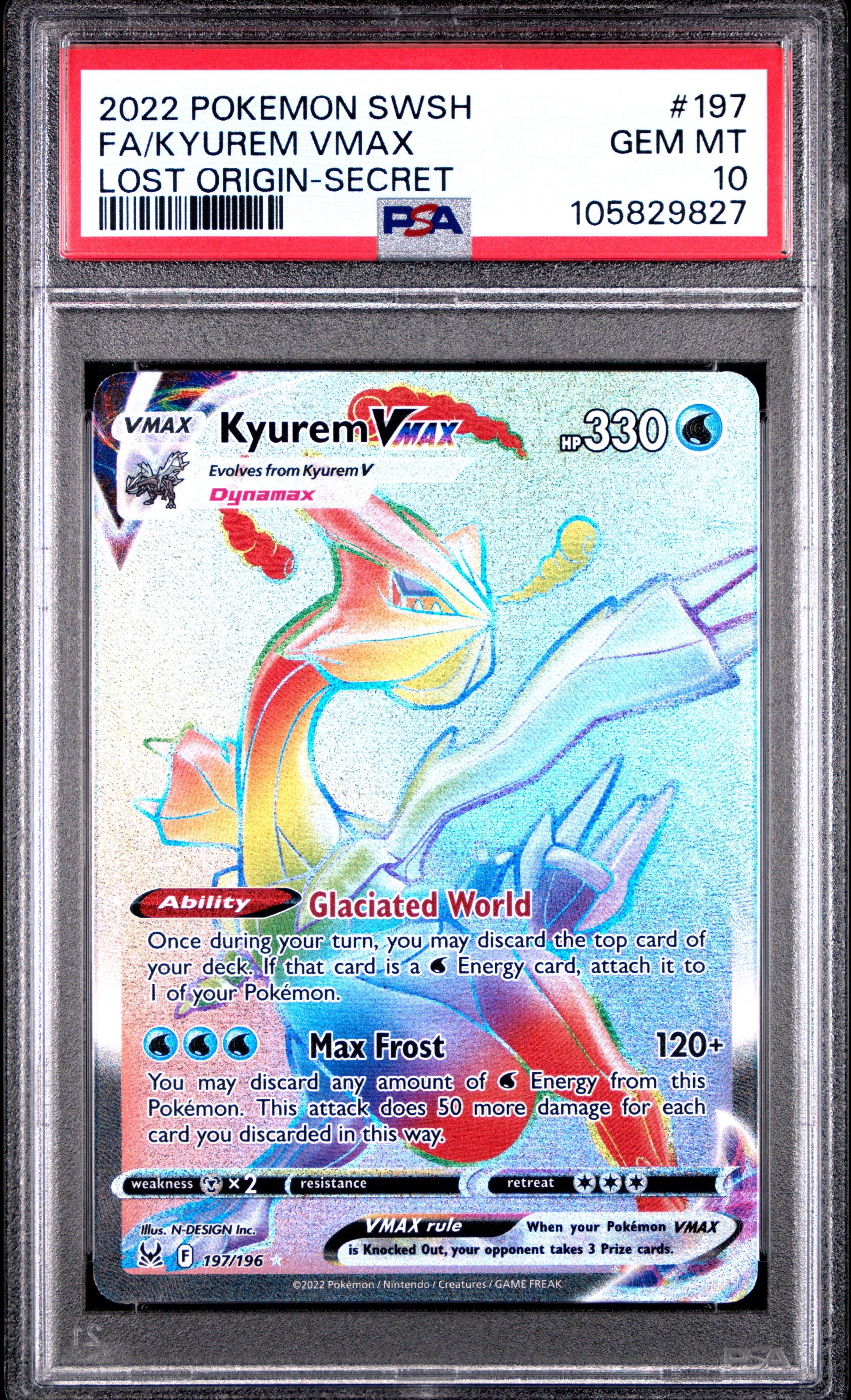 2022 Pokemon Sword & Shield Lost Origin 197 Full Art/kyurem Vmax Secret PSA 10