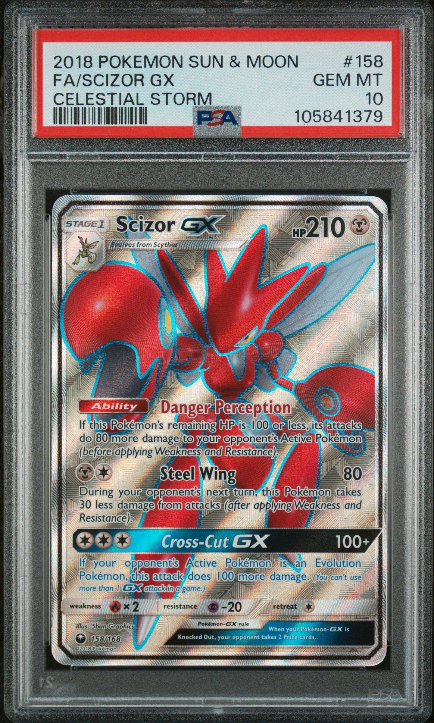 2018 Pokemon Sun & Moon Celestial Storm 158 Full Art/scizor Gx PSA