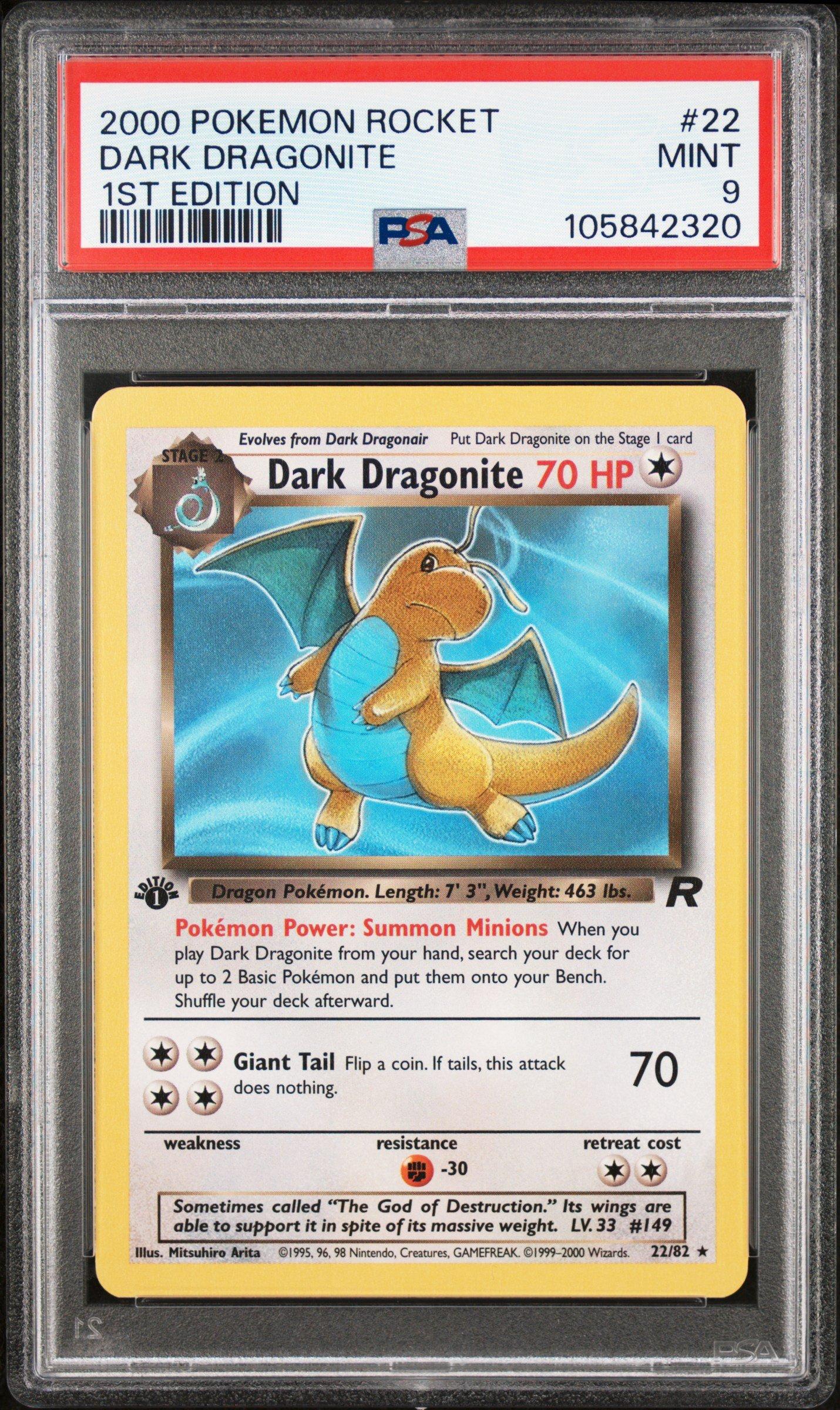 2000 Pokemon Rocket 22 Dark Dragonite 1st Edition PSA 9 Graded