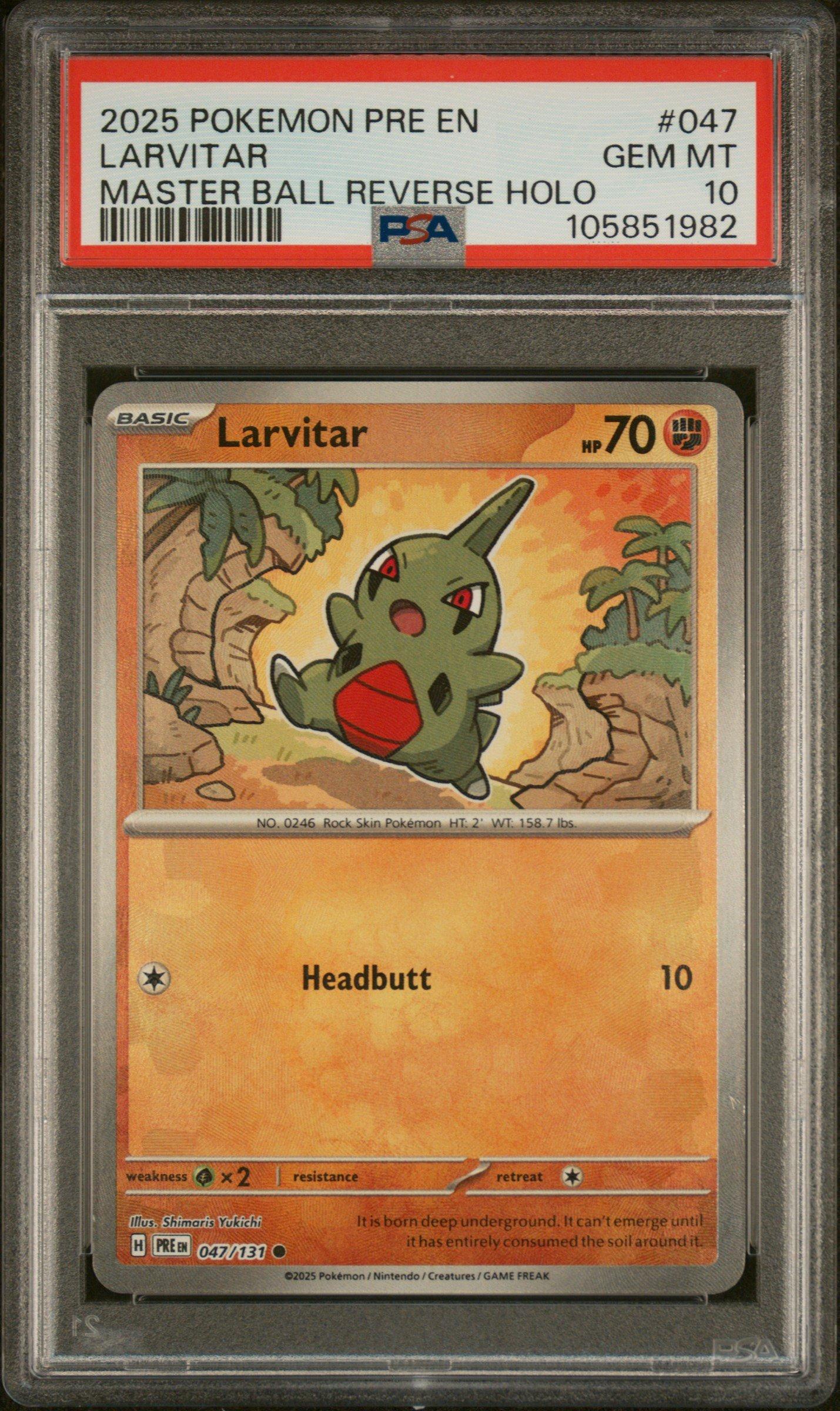 2025 Pokemon Pre En-prismatic Evolutions 047 Larvitar Master Ball