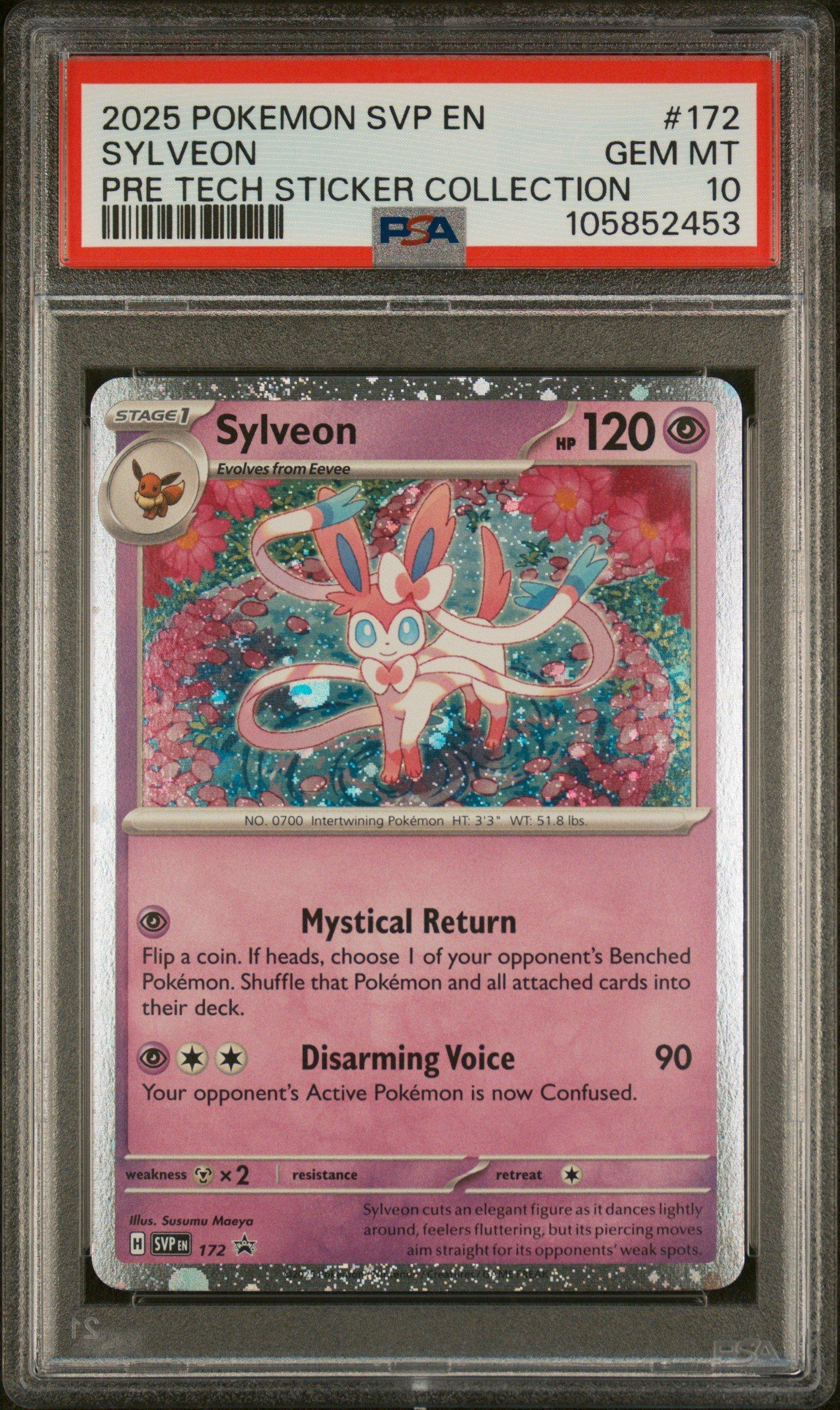 2025 Pokemon Svp En-sv Black Star Promo 172 Sylveon Prismatic Evolutions Tech Sticker Collection PSA