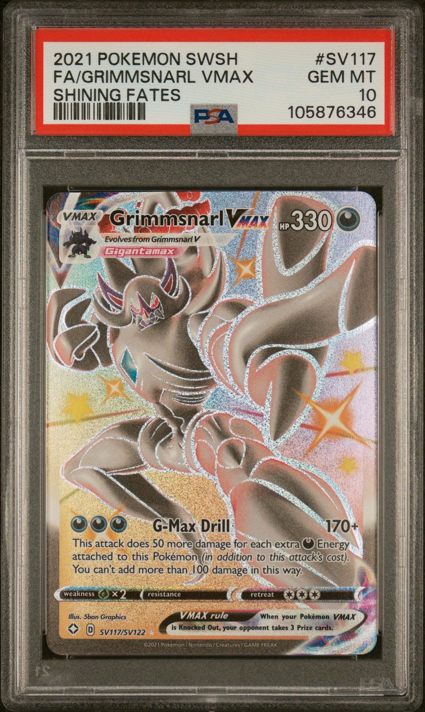 2021 Pokemon Sword & Shield Shining Fates Sv117 Full Art/grimmsnarl Vmax PSA 10