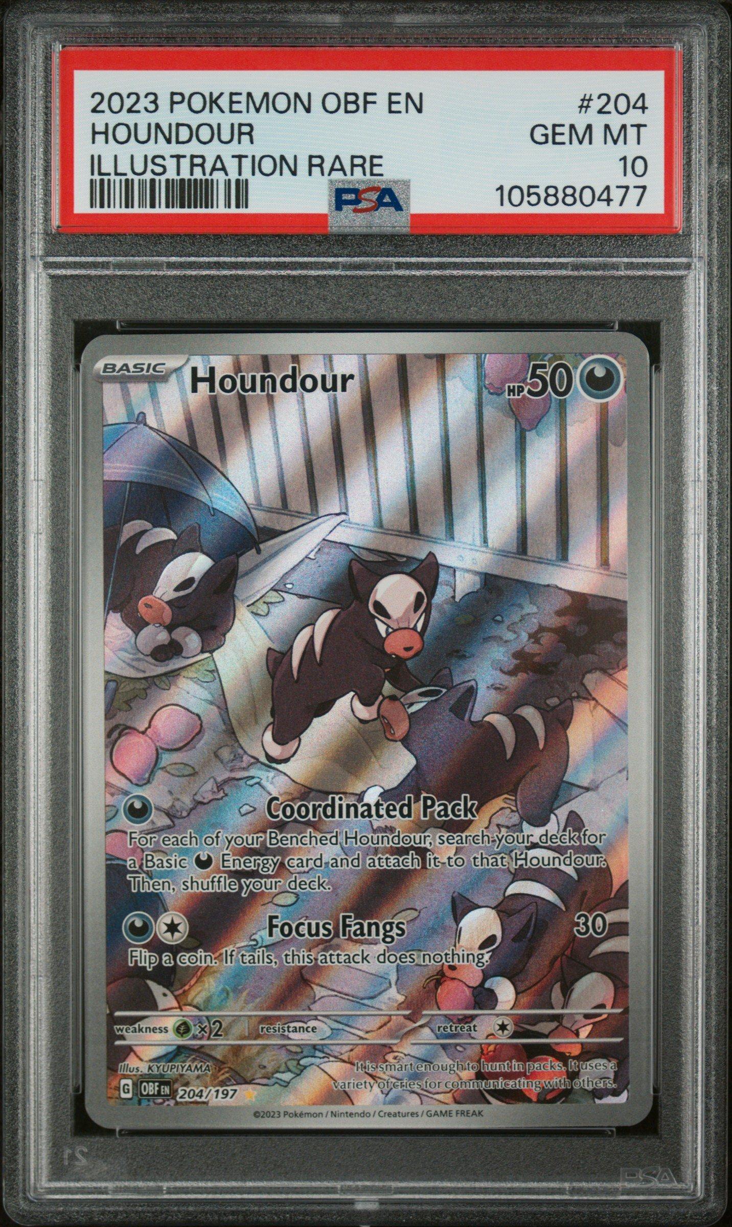 2023 Pokemon Obf En-obsidian Flames 204 Houndour Illustration Rare PSA