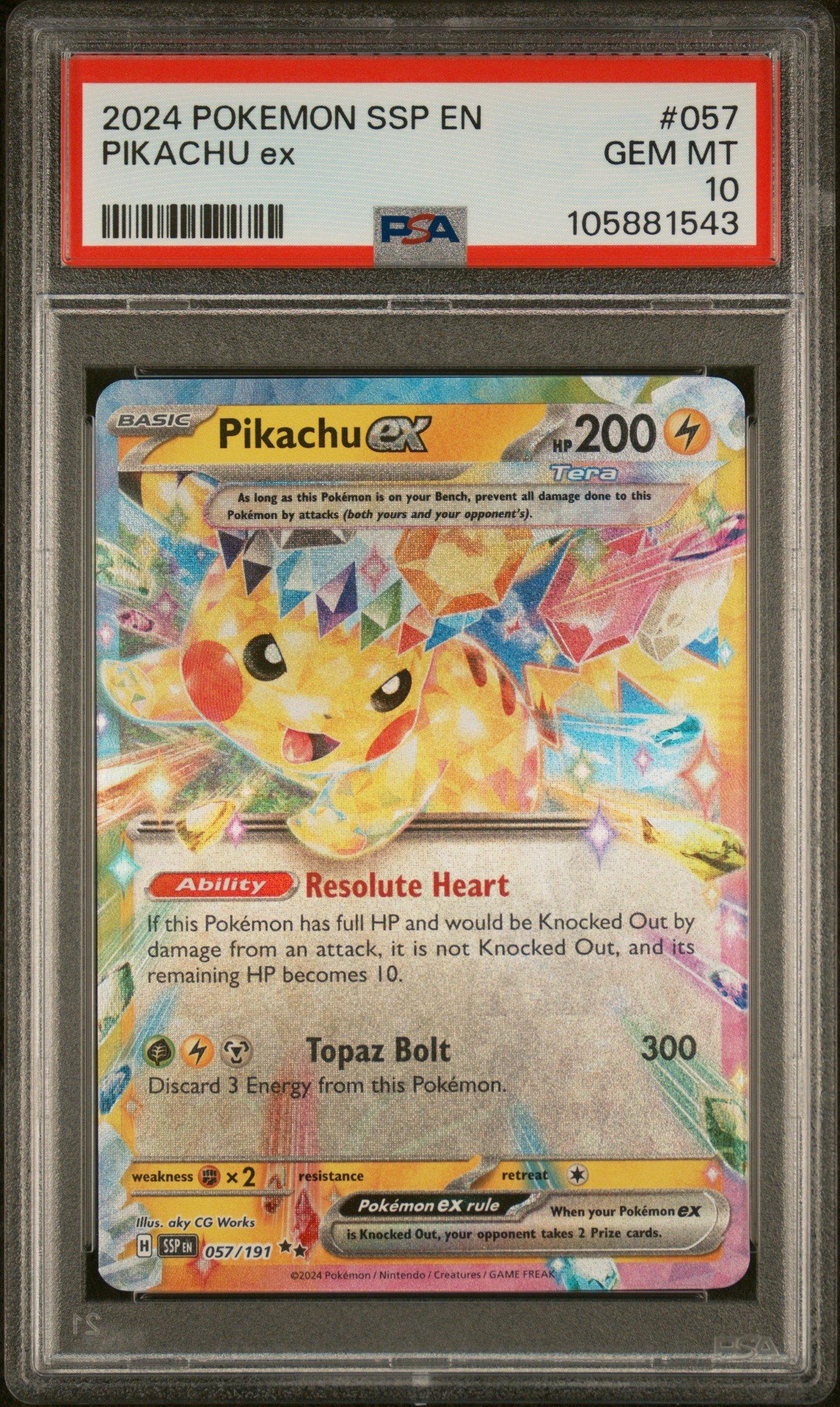 2024 Pokemon Ssp En-surging Sparks 057 Pikachu Ex PSA 10 Graded