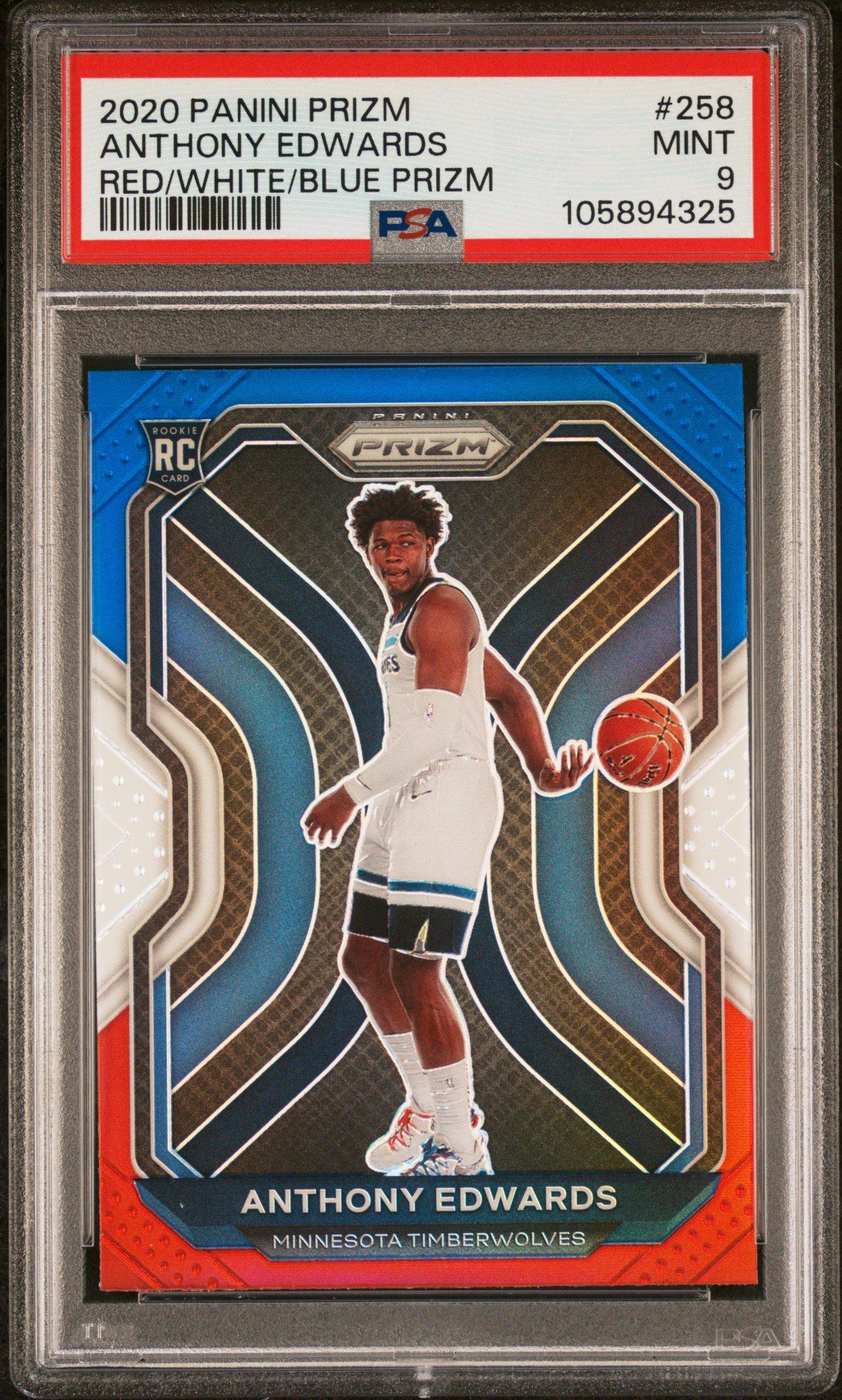 2020 Panini Prizm 258 Anthony Edwards Red/white/blue Prizm PSA 9