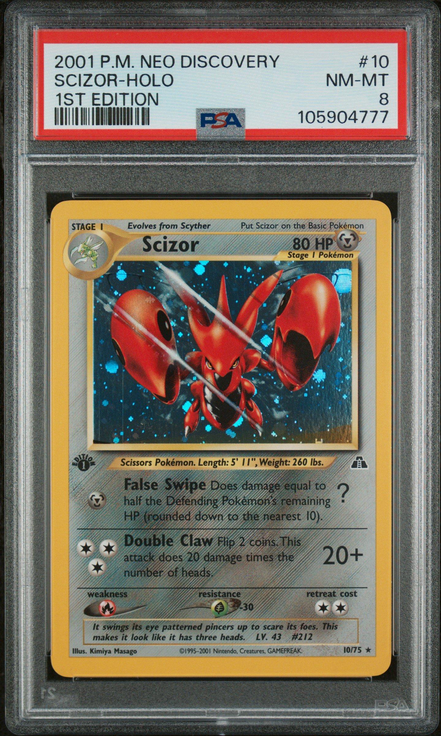 2001 Pokemon Neo Discovery 10 Scizor-holo 1st Edition PSA 8
