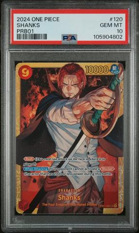 ワンピース カードゲーム 2024 ONE PIECE PRB01 JP SHANKS #120 CGC 10 GEM MINT Japanese One Piece 2024 Shanks OP01-120 THE