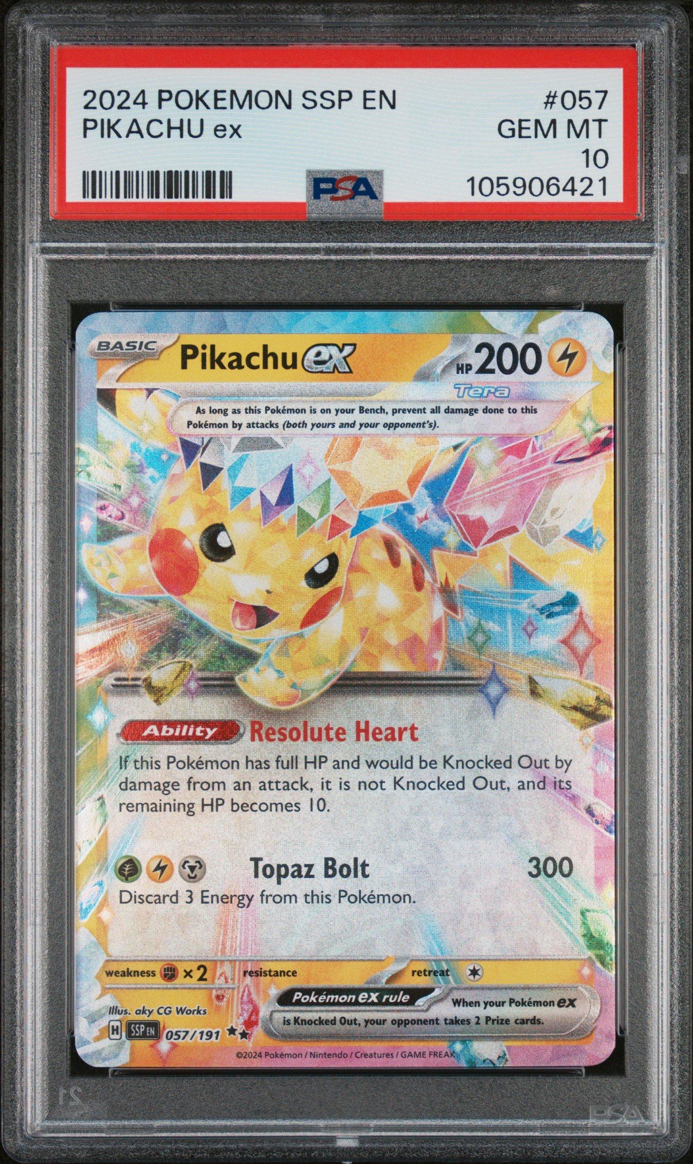 2024 Pokemon Ssp En-surging Sparks 057 Pikachu Ex PSA 10 Graded
