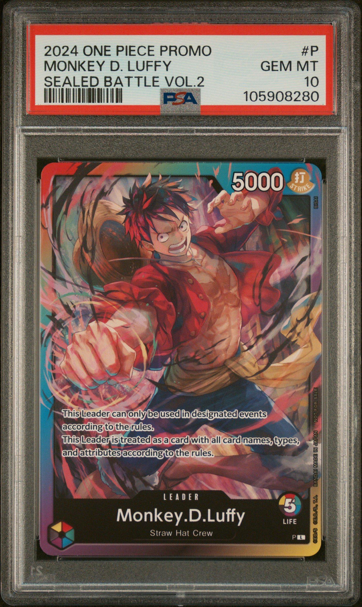 2024 One Piece Promos P Monkey D. Luffy Sealed Battle Vol.2 PSA 10 Graded  Card | GameStop