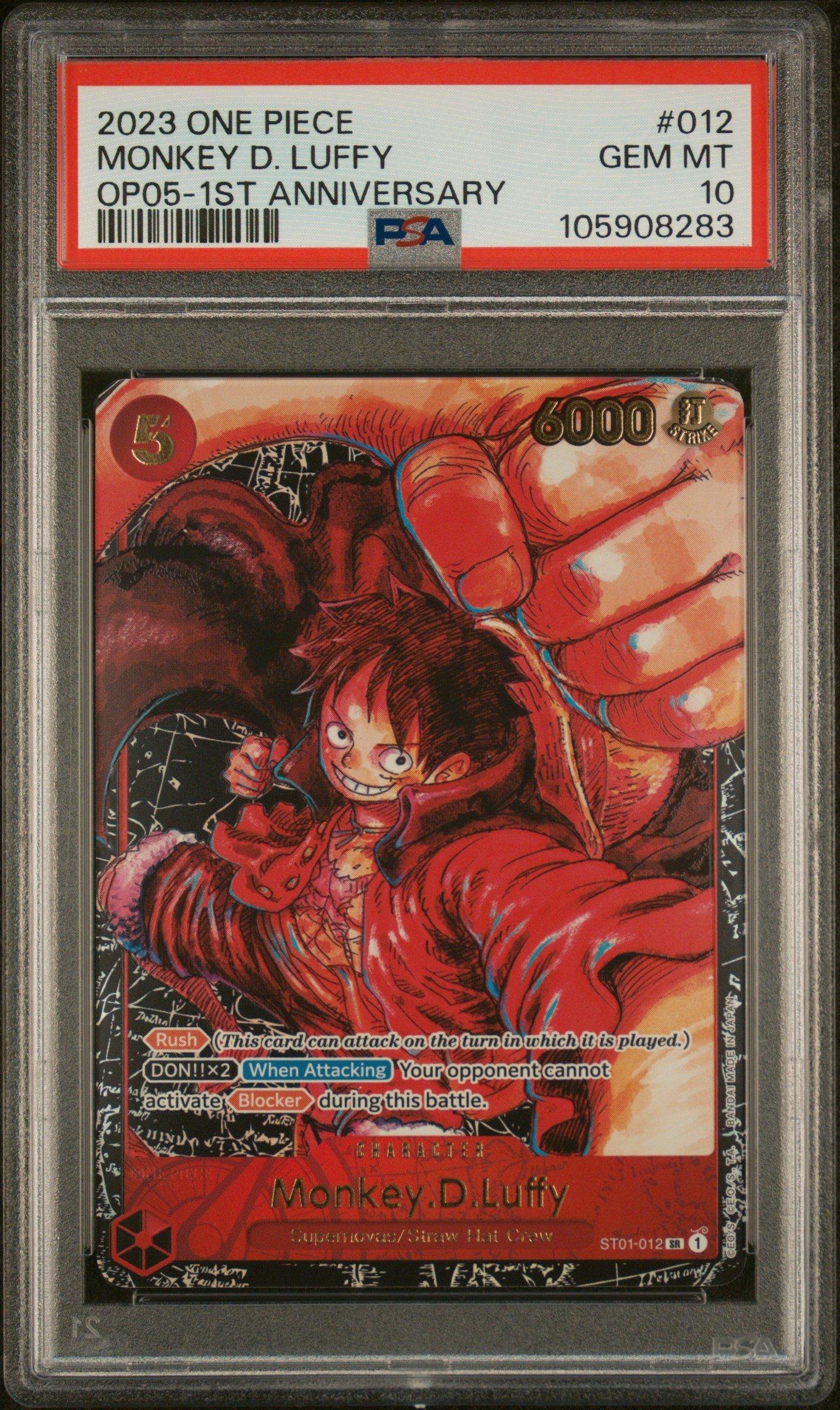 2023 One Piece Op05-awakening Of The New Era 012 Monkey D. Luffy 1st Anniversary PSA 10