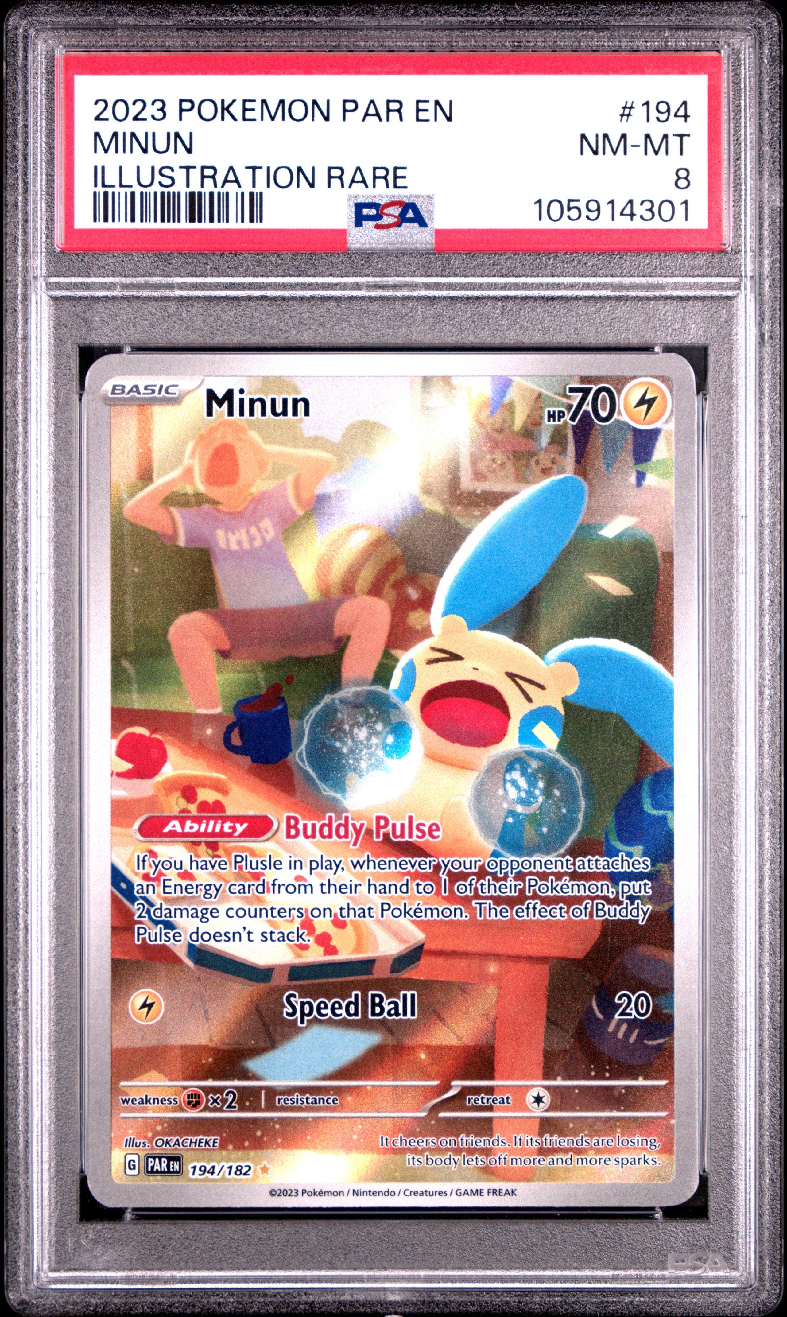 2023 Pokemon Par En-paradox Rift 194 Minun Illustration Rare PSA