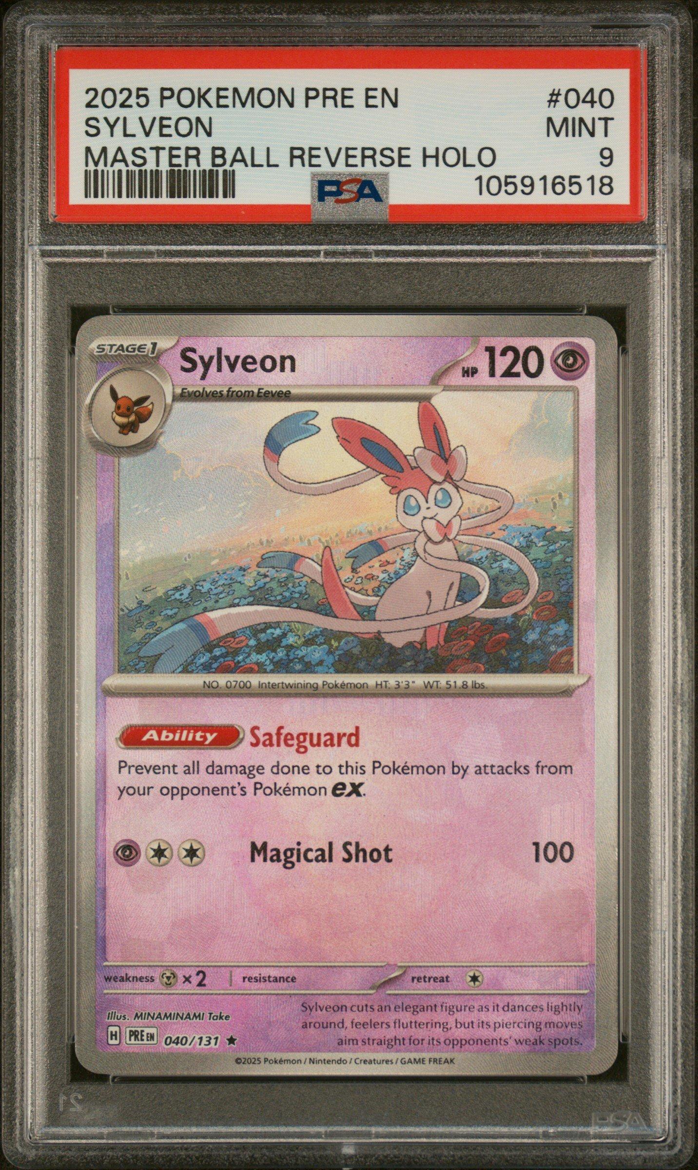 2025 Pokemon Pre En-prismatic Evolutions 040 Sylveon Master Ball Reverse  Holo PSA 9 Graded Card | GameStop