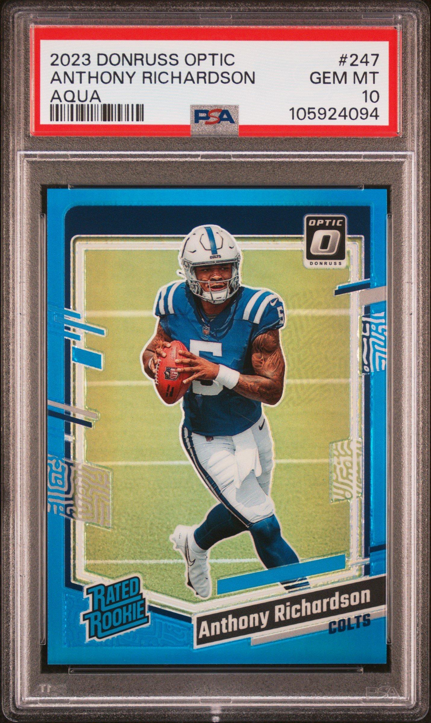 2023 Panini Donruss Optic 247 Anthony Richardson Aqua PSA 10