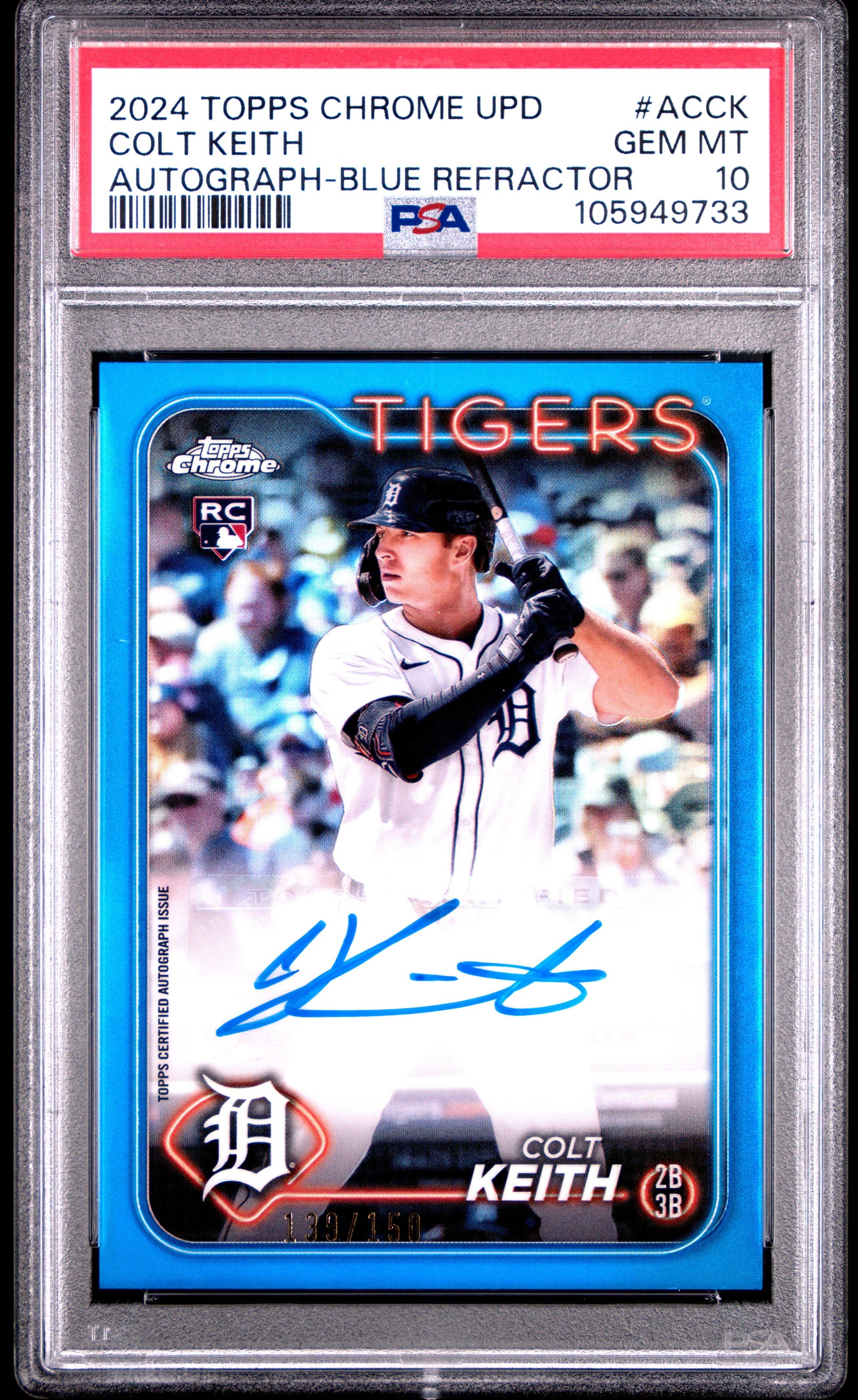 2024 Topps Chrome Update Chrome Baseball Update Series Autographs Acck Colt Keith Blue Refractor PSA 10