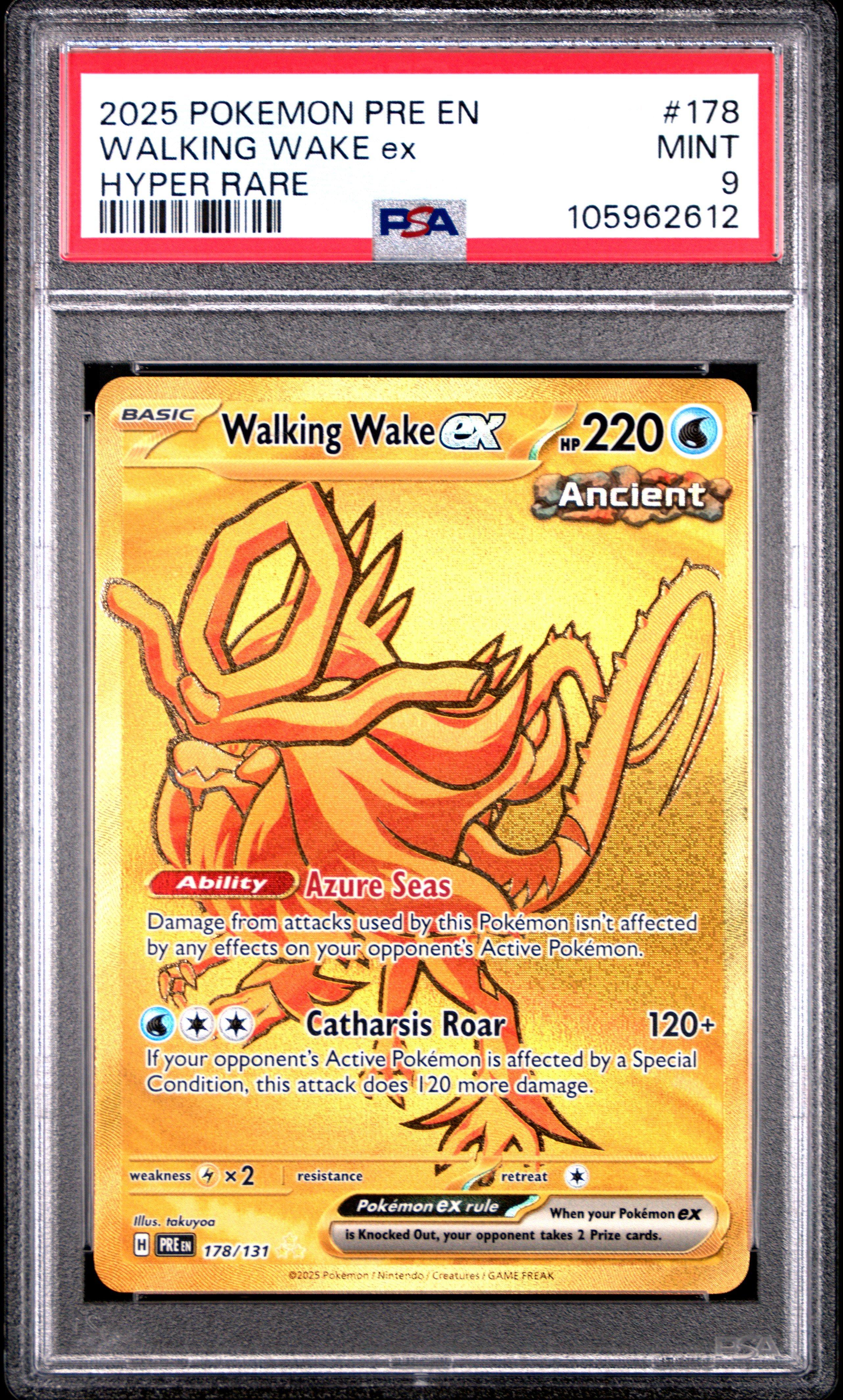 2025 Pokemon Pre En-prismatic Evolutions 178 Walking Wake Ex Hyper Rare PSA 9