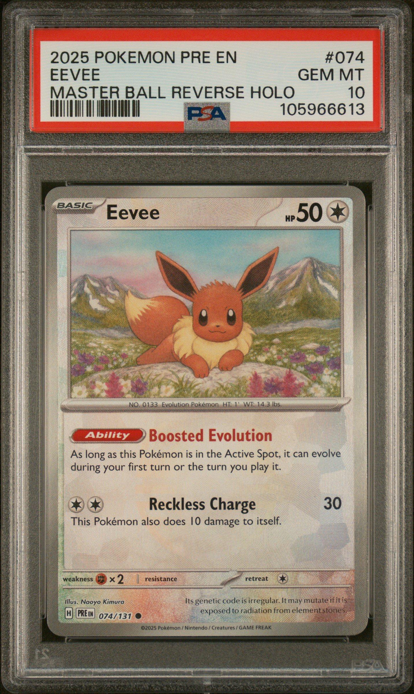 2025 Pokemon Pre En-prismatic Evolutions 074 Eevee Master Ball