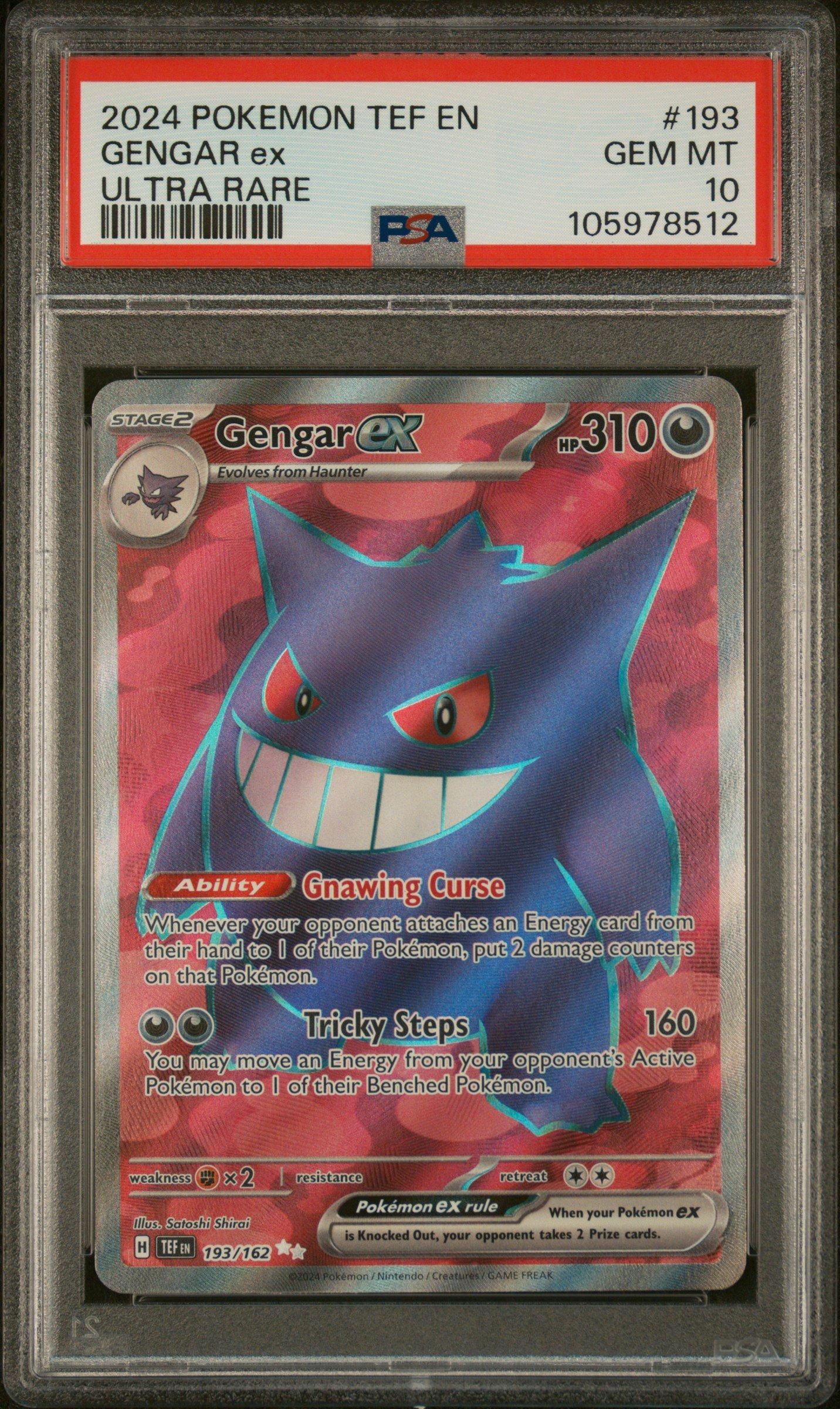 2024 Pokemon Tef En-temporal Forces 193 Gengar Ex Ultra Rare PSA