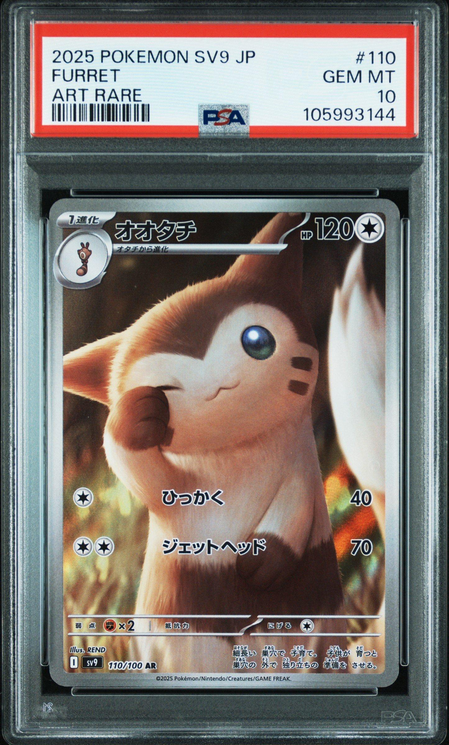 2025 Pokemon Japanese Sv9-battle Partners 110 Furret Art Rare PSA
