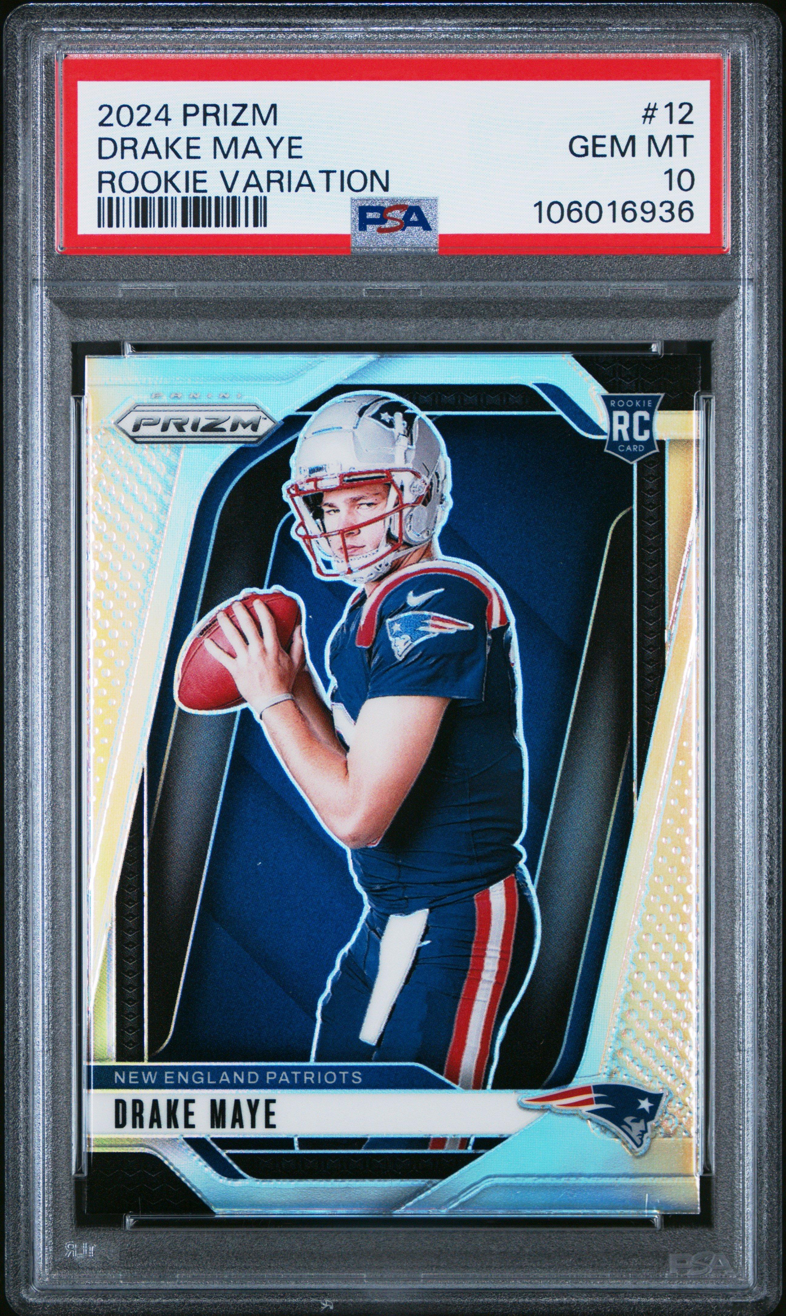 2024 Panini Prizm Rookie Variation 12 Drake Maye PSA 10 Graded