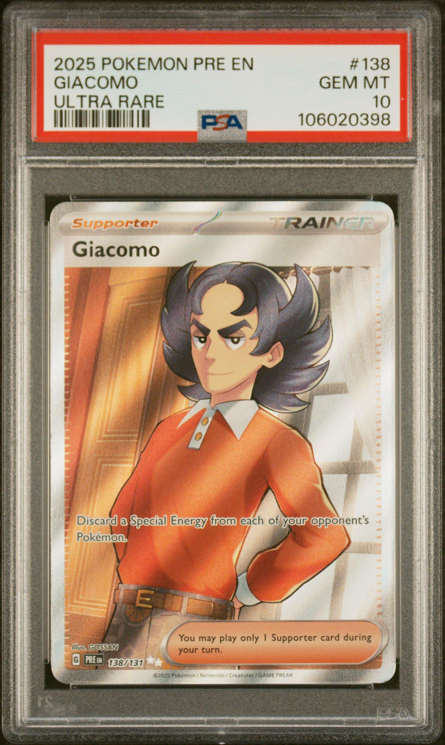 2025 Pokemon Pre En-prismatic Evolutions 138 Giacomo Ultra Rare PSA