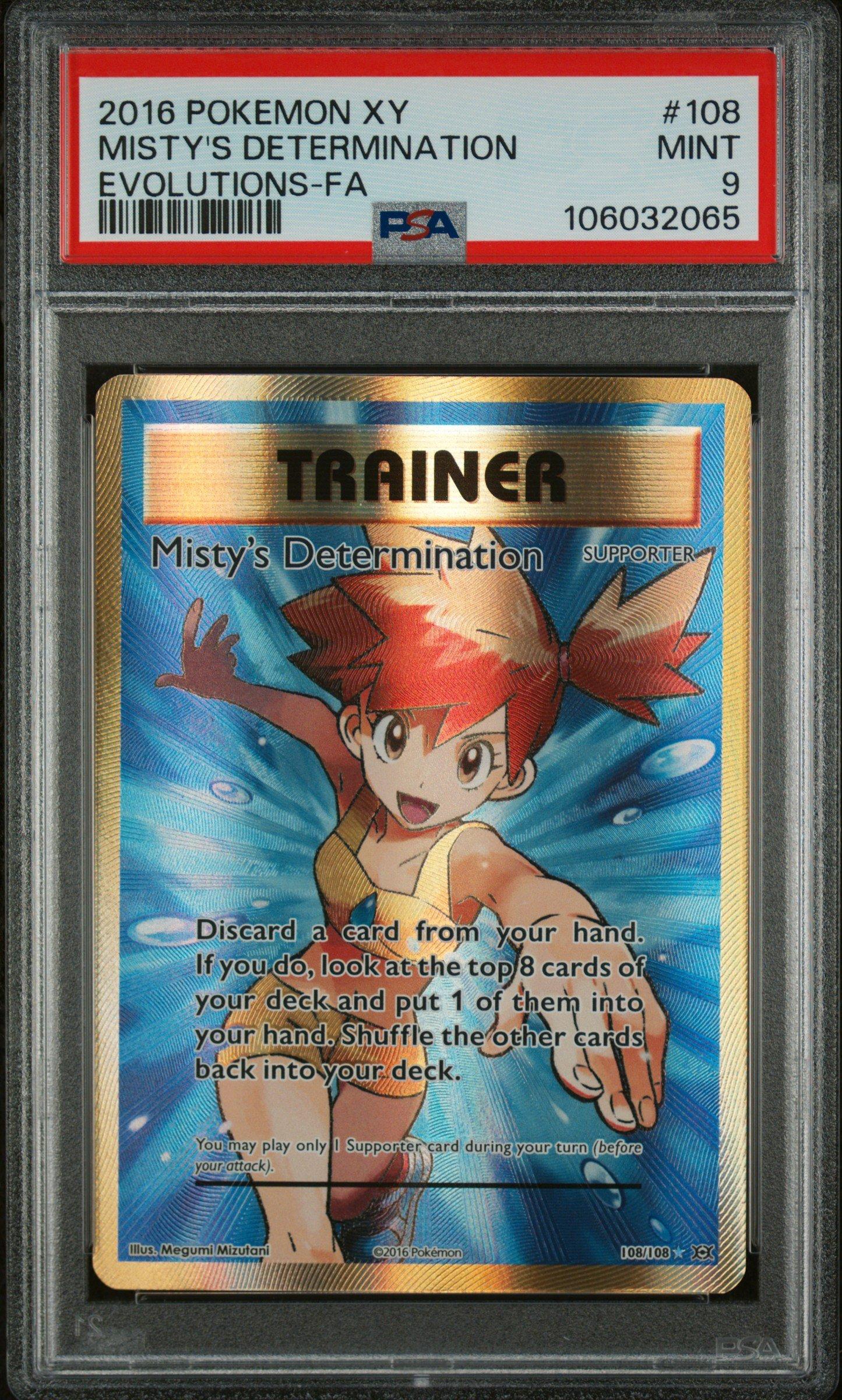 2016 Pokemon Xy Evolutions 108 Full Art/misty's Determination PSA