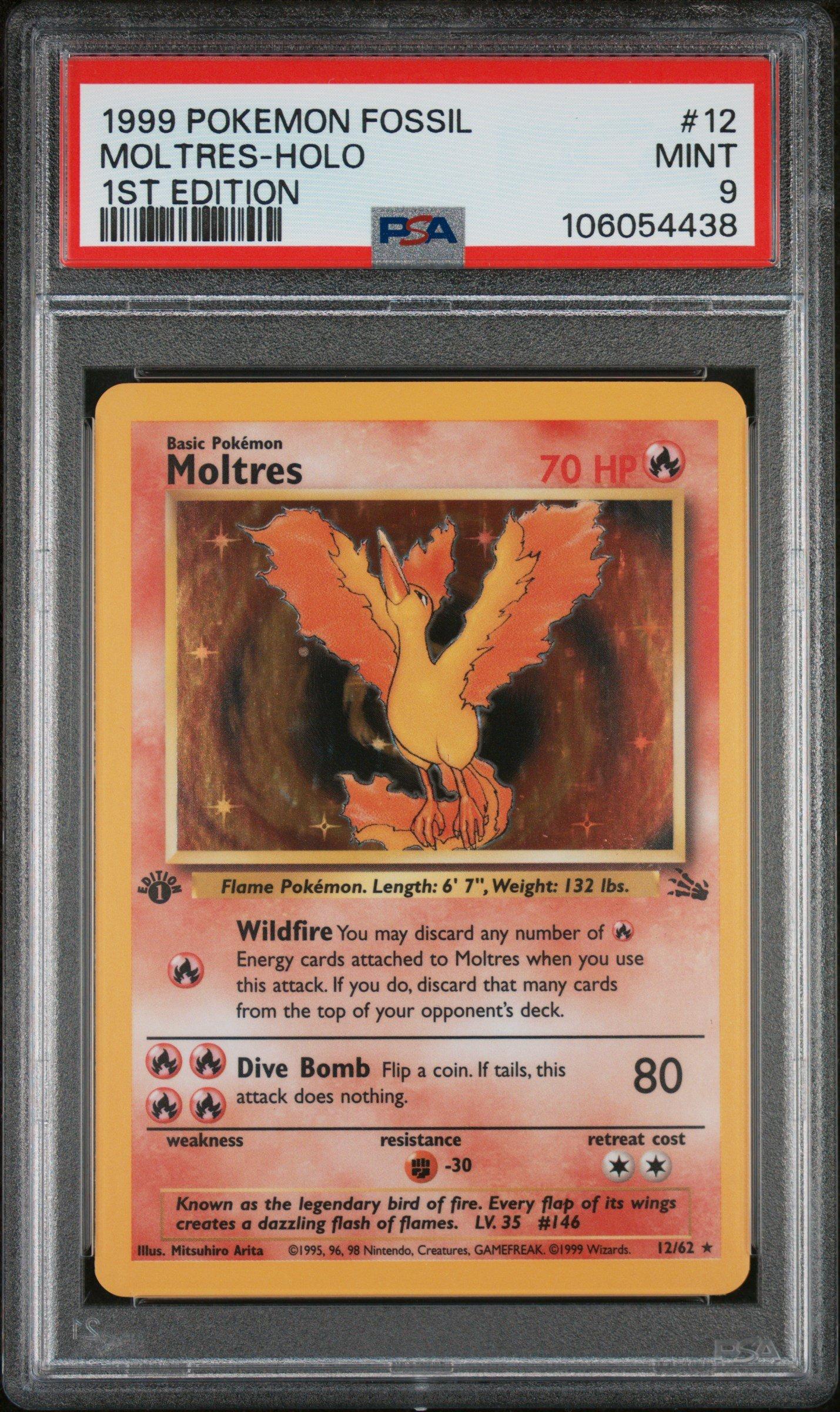 1999 Pokemon Fossil 12 Moltres-holo 1st Edition PSA