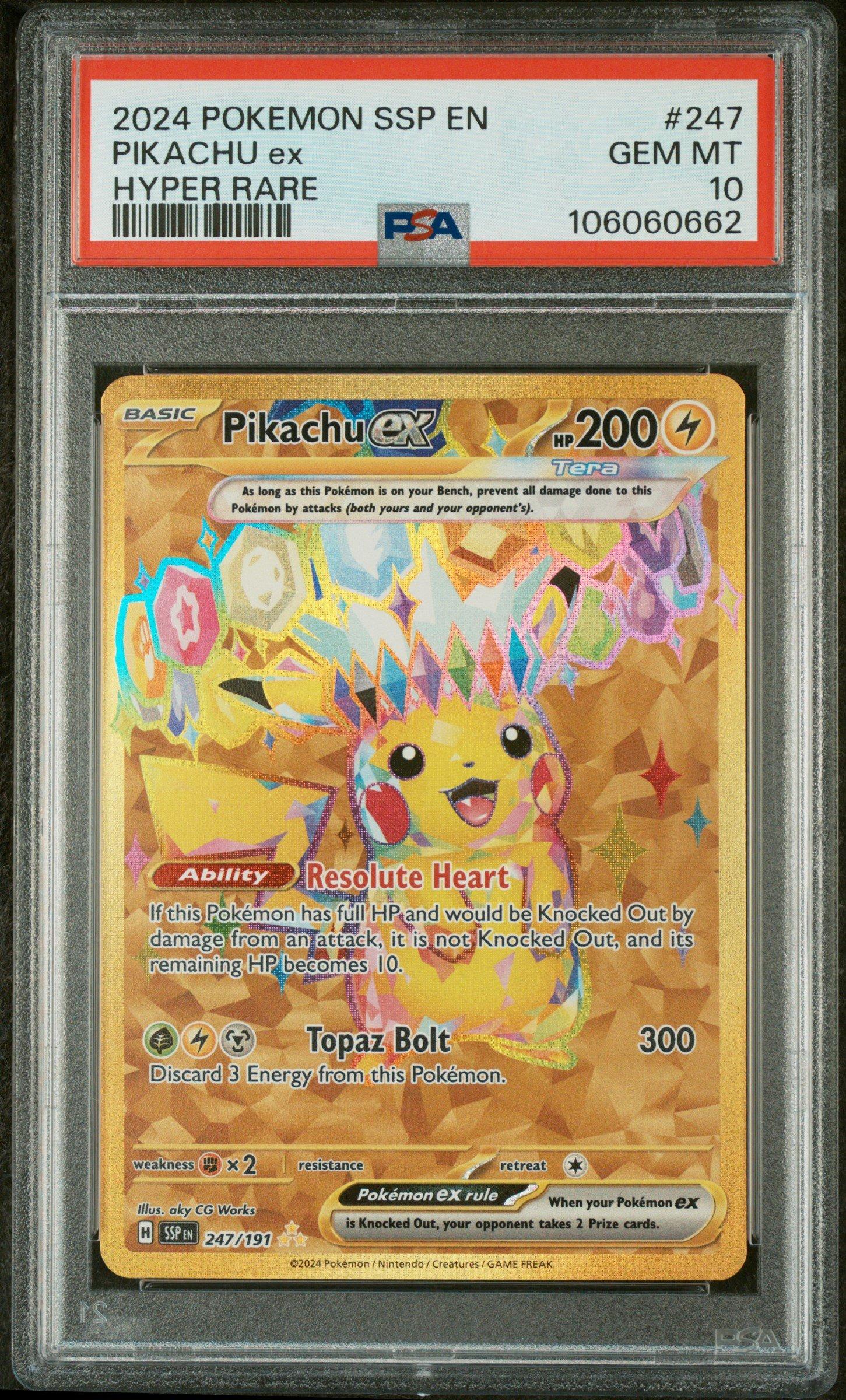 2024 Pokemon Ssp En-surging Sparks 247 Pikachu Ex Hyper Rare PSA