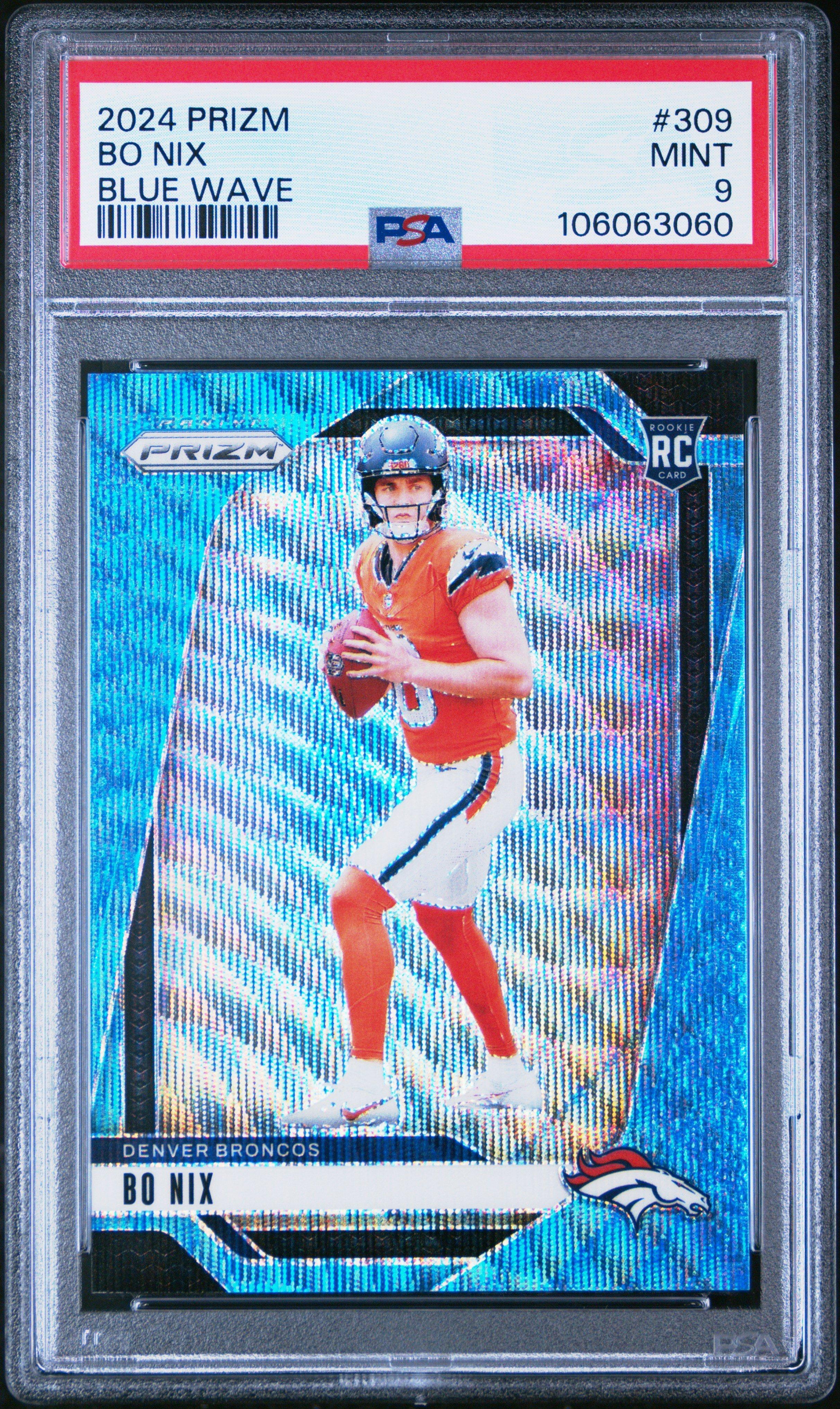 2024 Panini Prizm 309 Bo Nix Blue Wave PSA 9 Graded Card | GameStop
