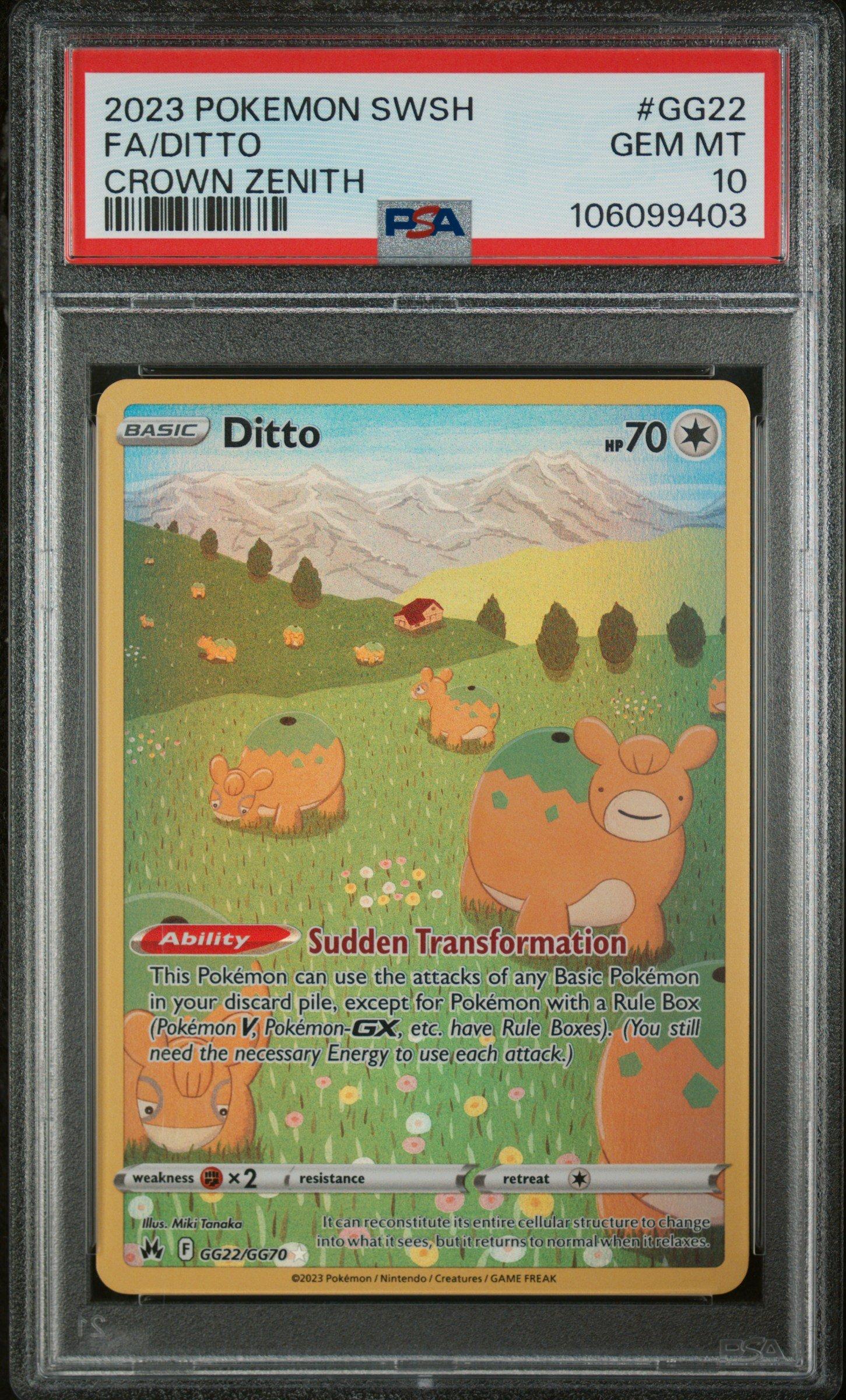 2023 Pokemon Sword And Shield Crown Zenith Gg22 Full Art/ditto PSA