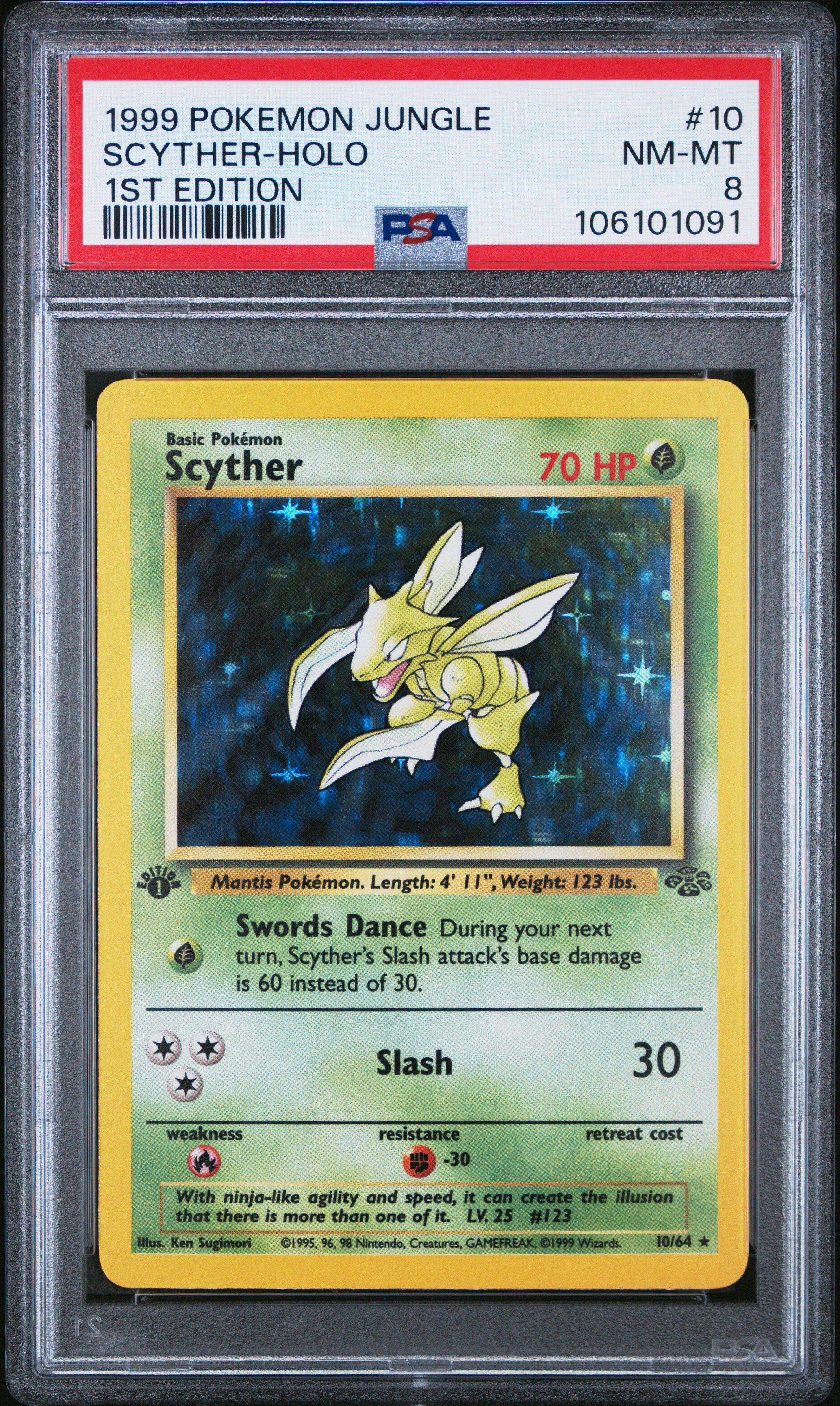 1999 Pokemon Jungle 10 Scyther-holo 1st Edition PSA