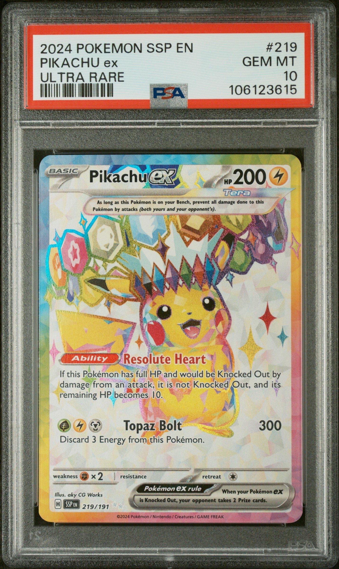 2024 Pokemon Ssp En-surging Sparks 219 Pikachu Ex Ultra Rare PSA