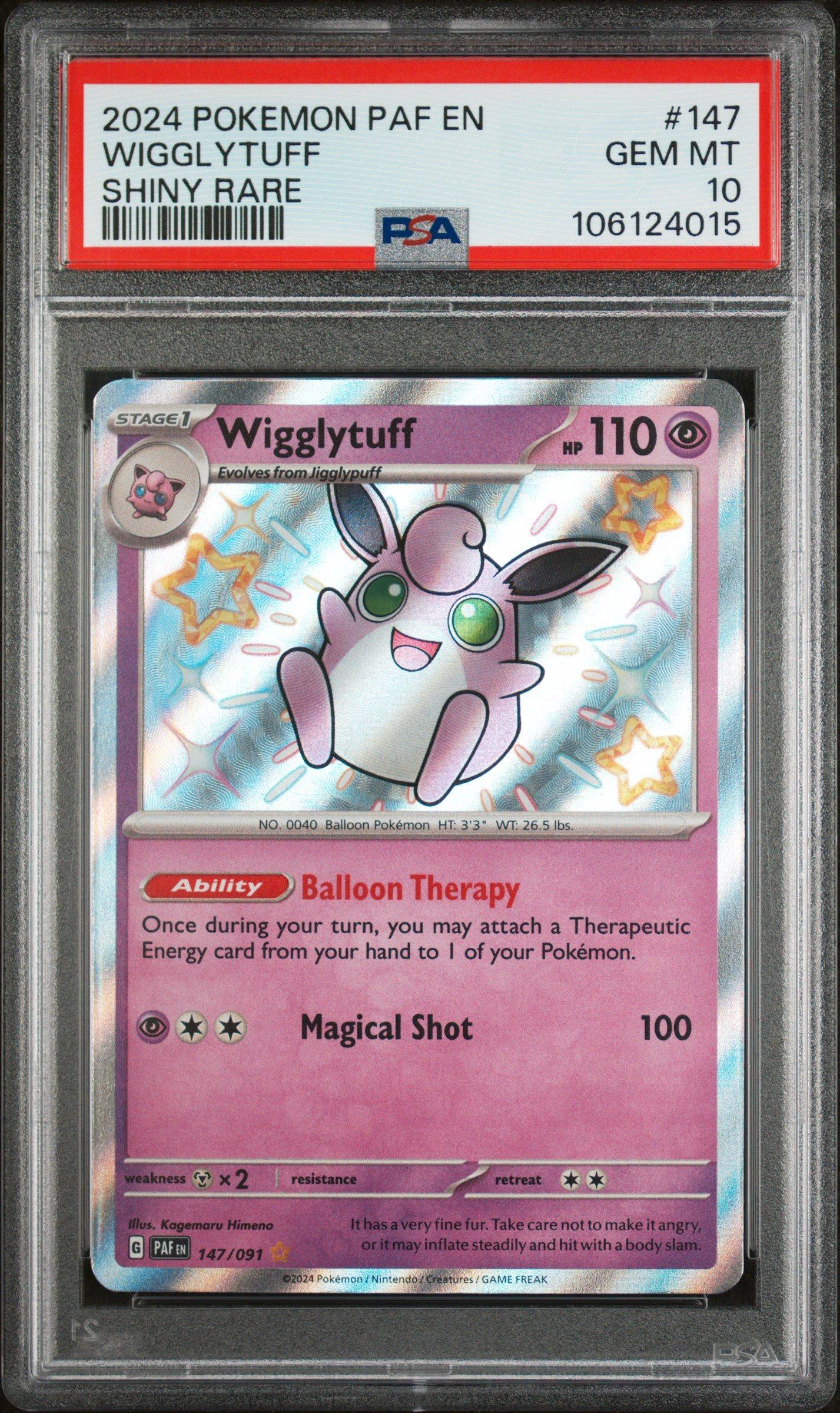 2024 Pokemon Paf En-paldean Fates 147 Wigglytuff Shiny Rare PSA 10