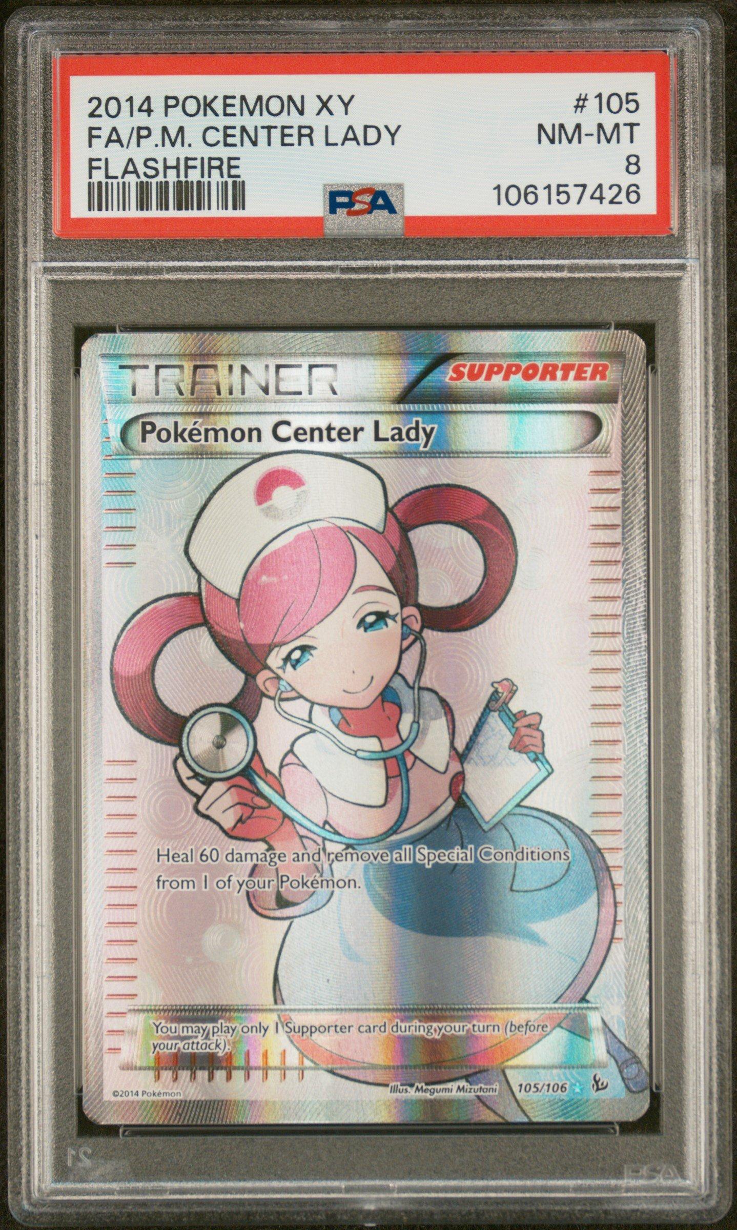 2014 Pokemon Xy Flashfire 105 Full Art/pokemon Center Lady PSA