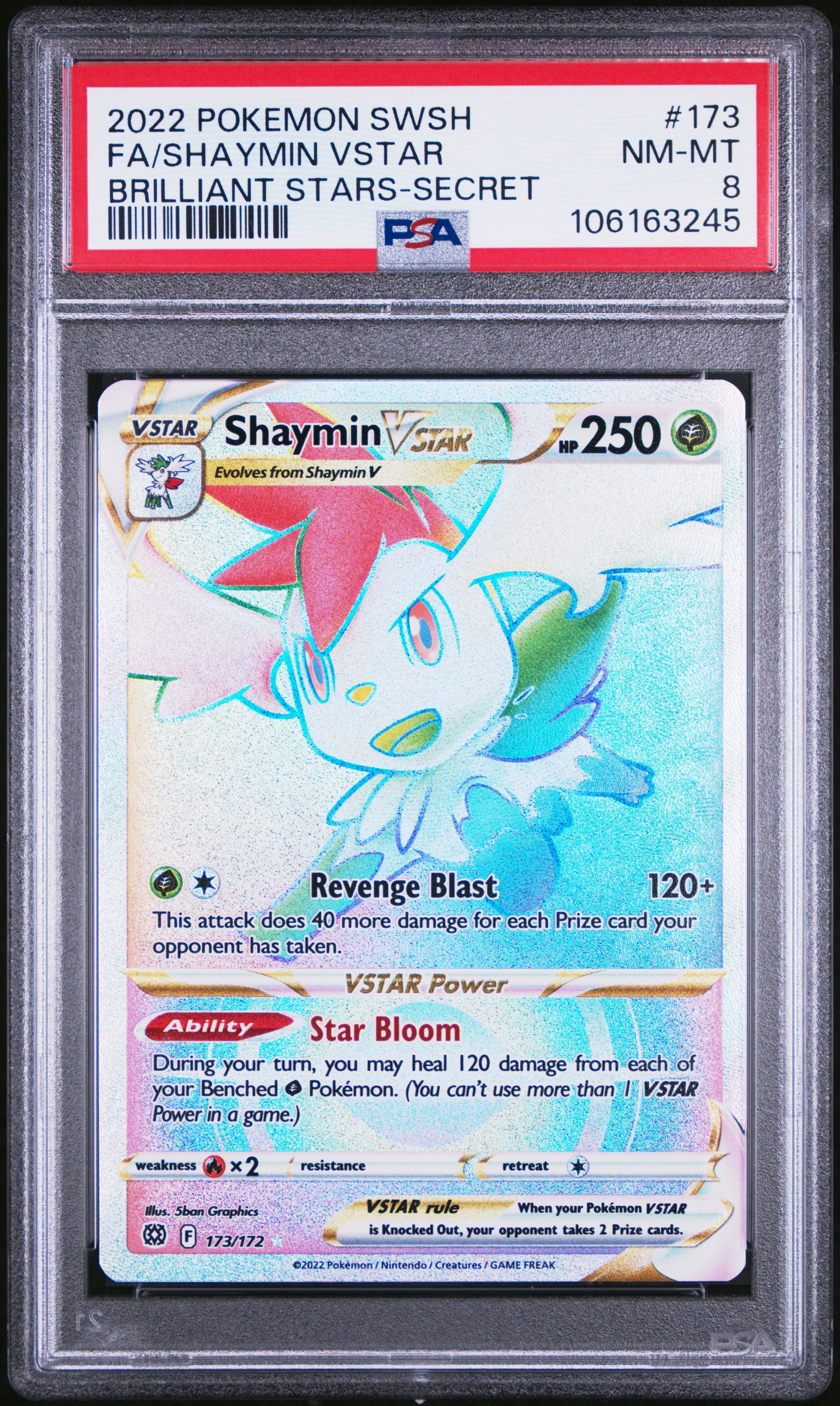2022 Pokemon Sword & Shield Brilliant Stars 173 Full Art/shaymin Vstar Secret PSA