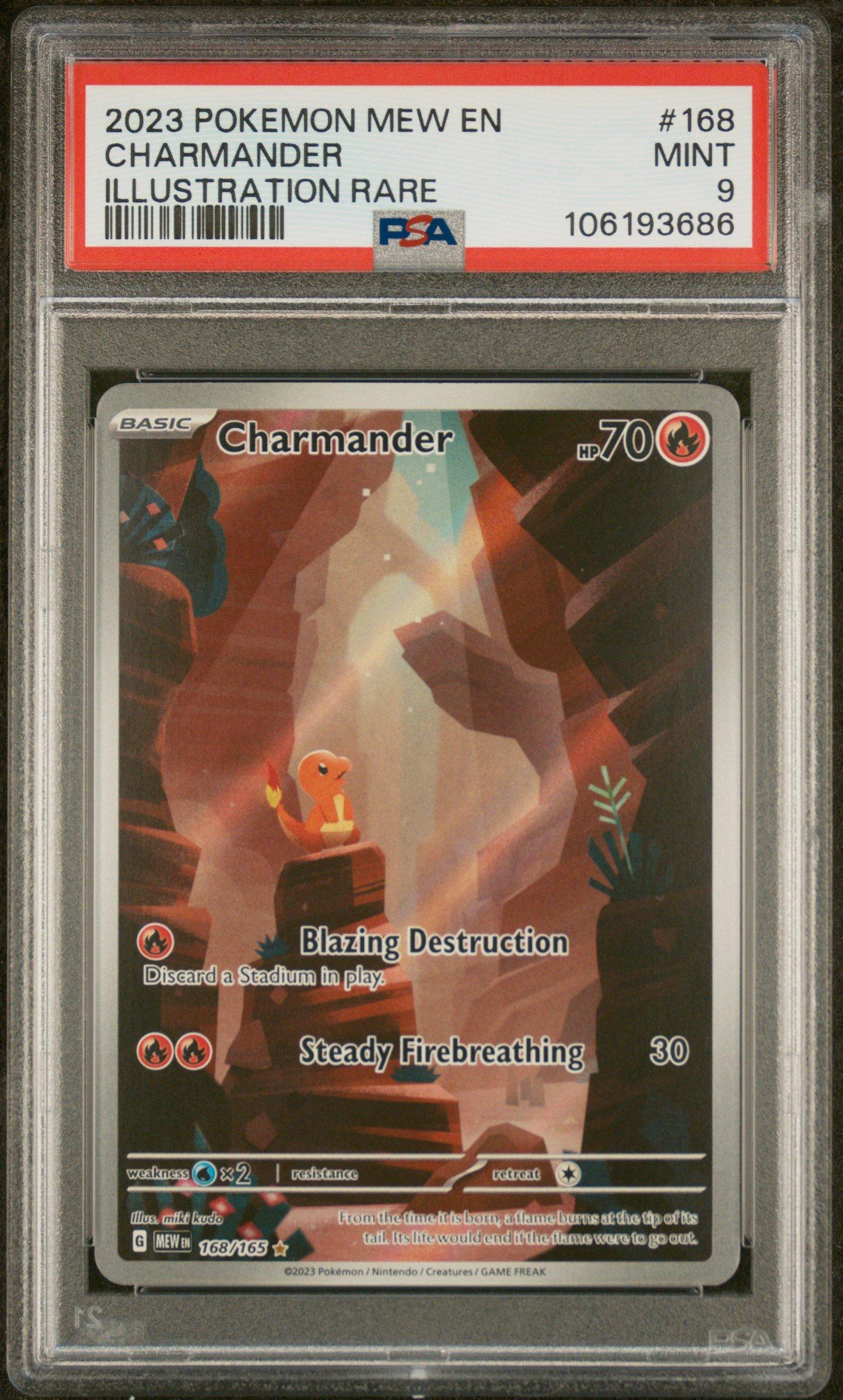 2023 Pokemon Mew En-151 168 Charmander Illustration Rare PSA