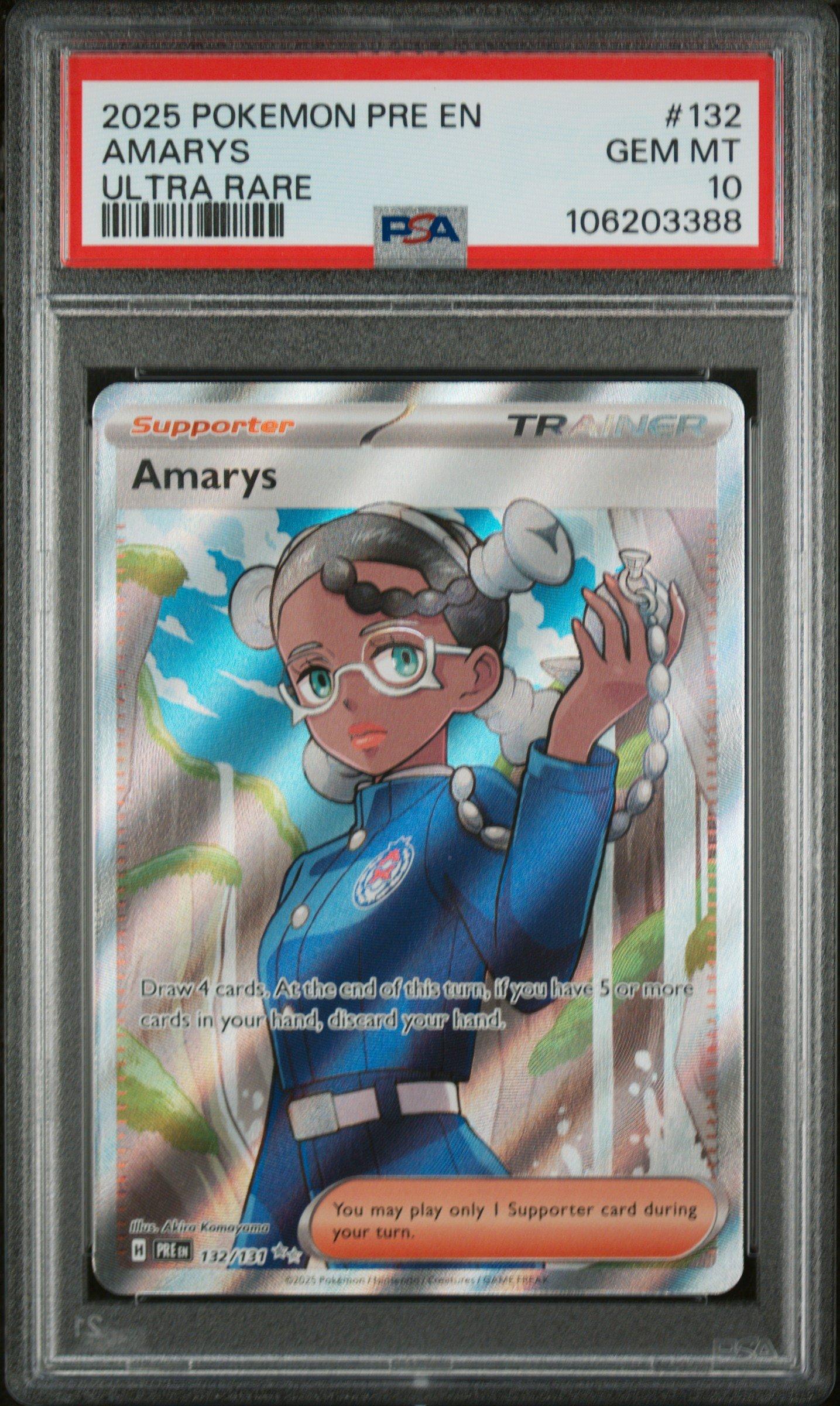 2025 Pokemon Pre En-prismatic Evolutions 132 Amarys Ultra Rare PSA