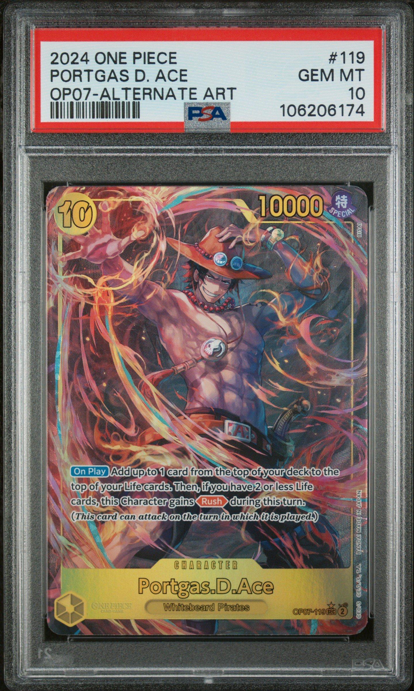 2024 One Piece Op07-500 Years In The Future 119 Portgas D. Ace Alternate Art PSA 10
