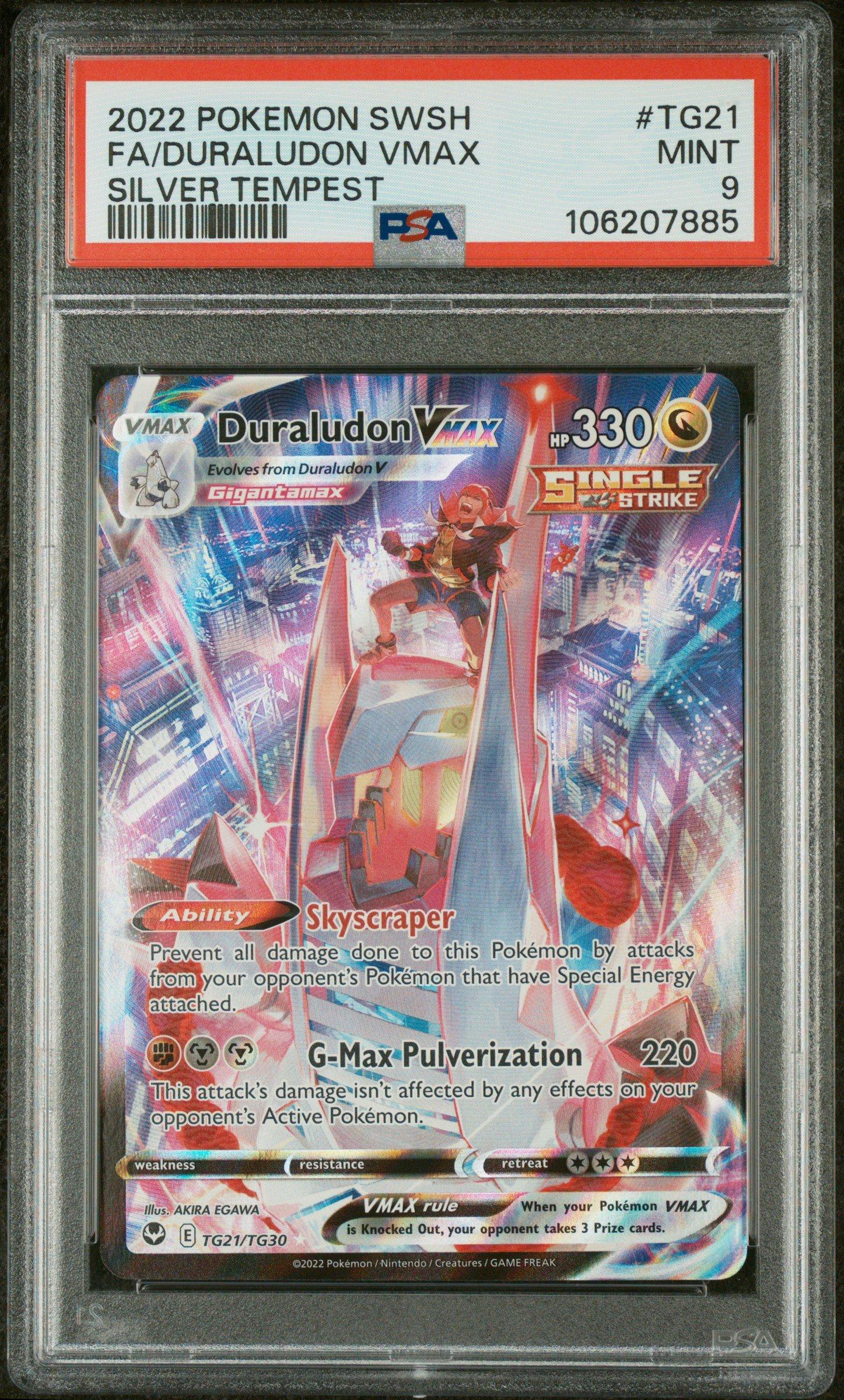 2022 Pokemon Sword & Shield Silver Tempest Tg21 Full Art/duraludon Vmax PSA