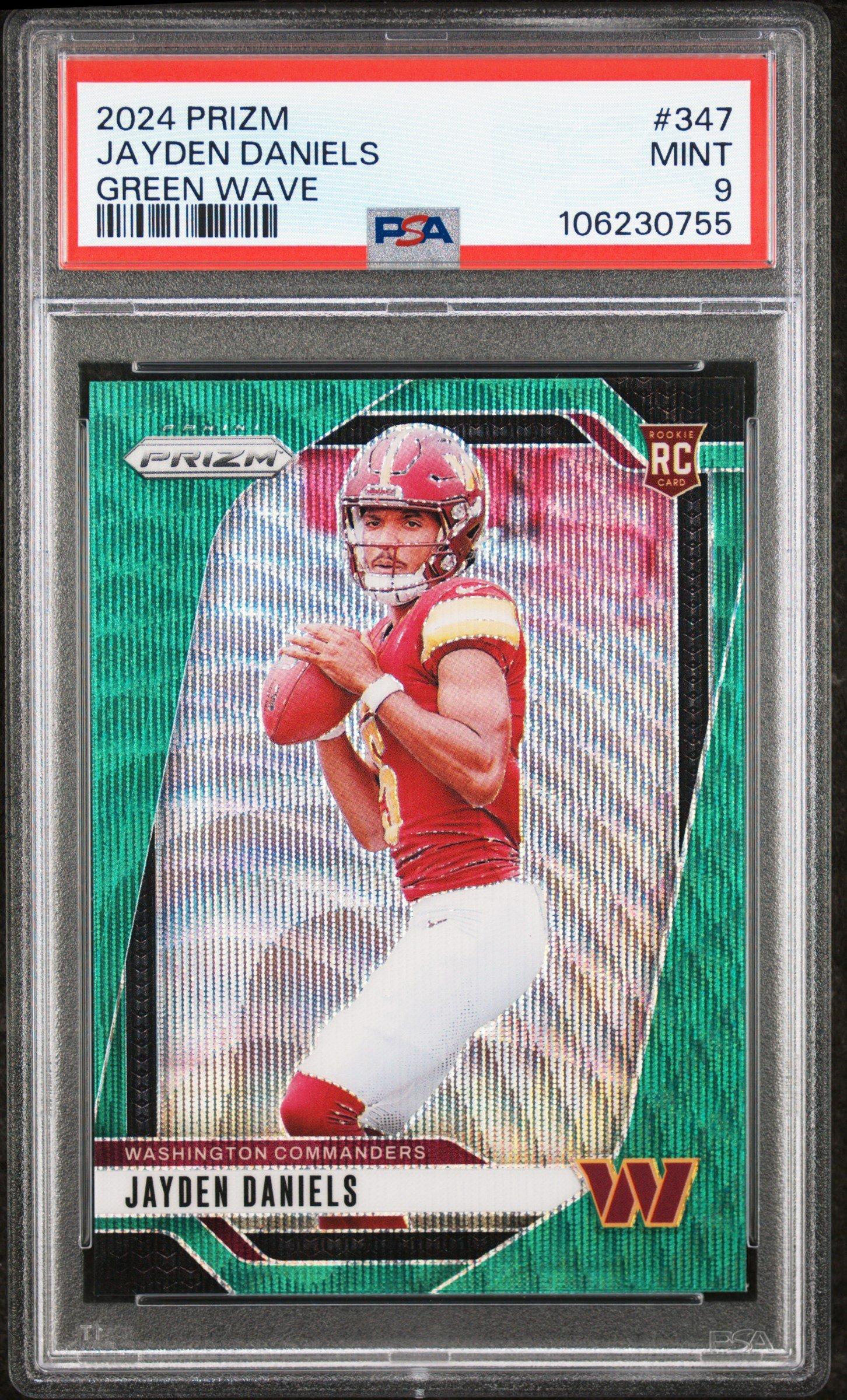 2024 Panini Prizm 347 Jayden Daniels Green Wave PSA 9
