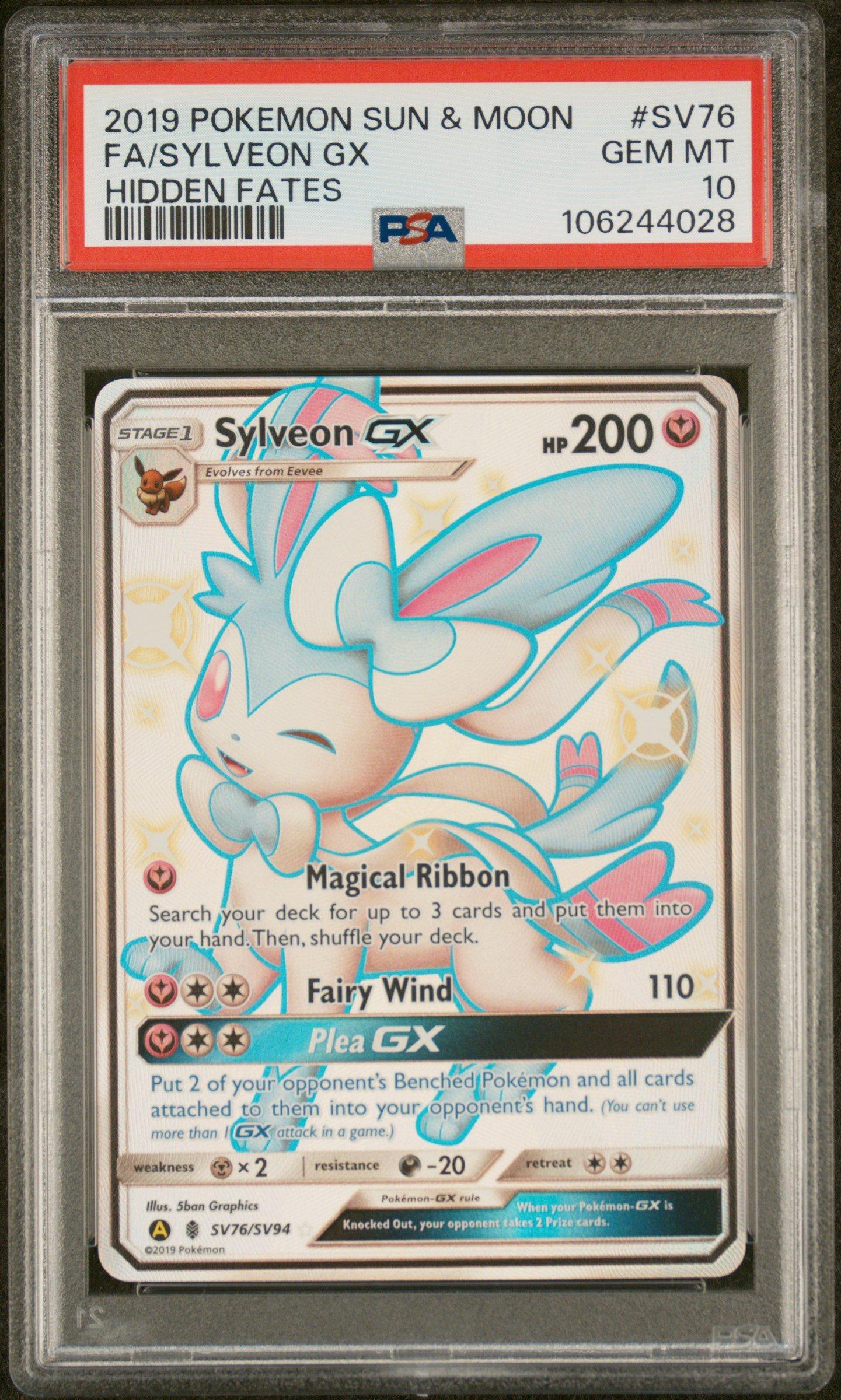 2019 Pokemon Sun & Moon Hidden Fates Sv76 Full Art/sylveon Gx PSA