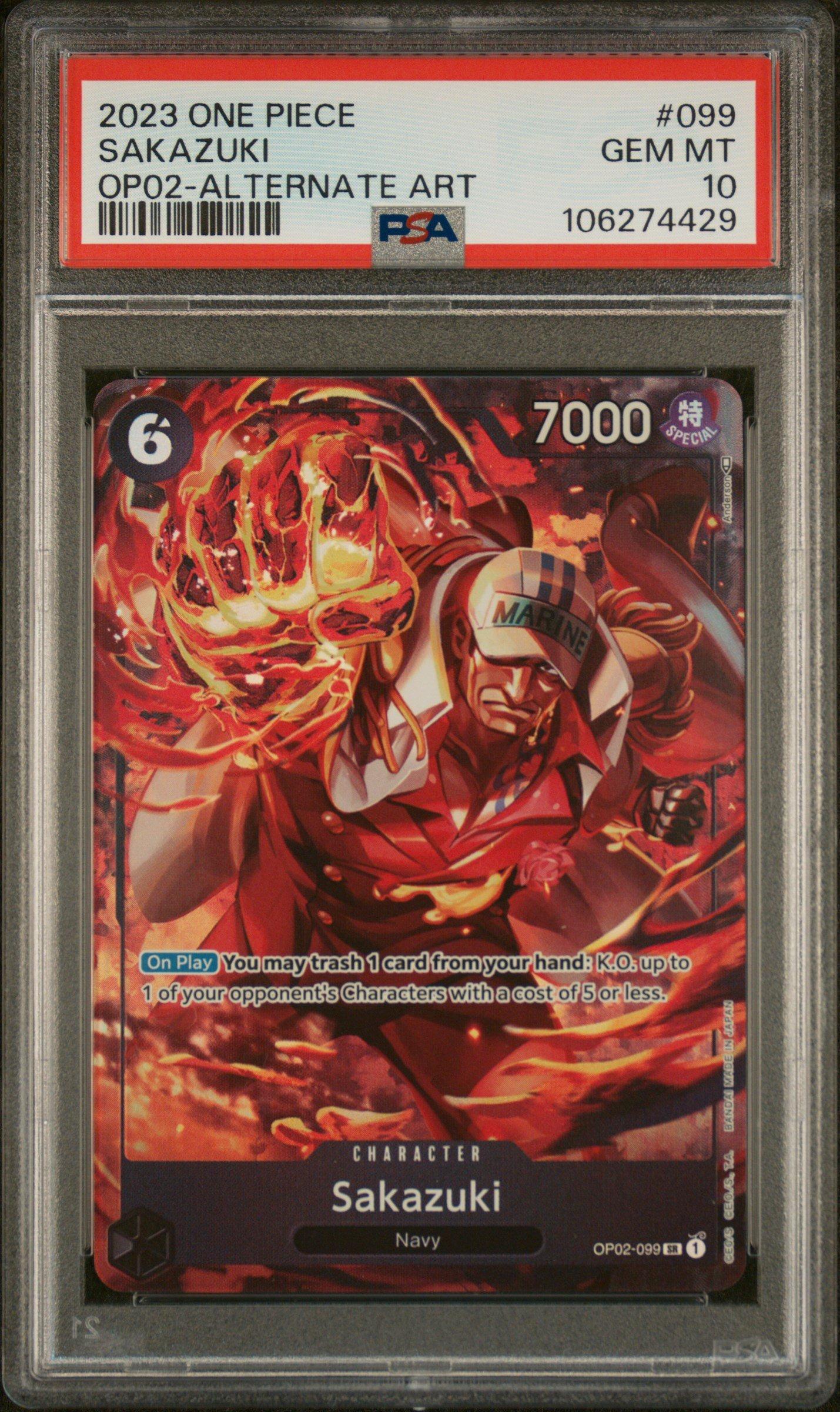 2023 One Piece Op02-paramount War 099 Sakazuki Alternate Art PSA