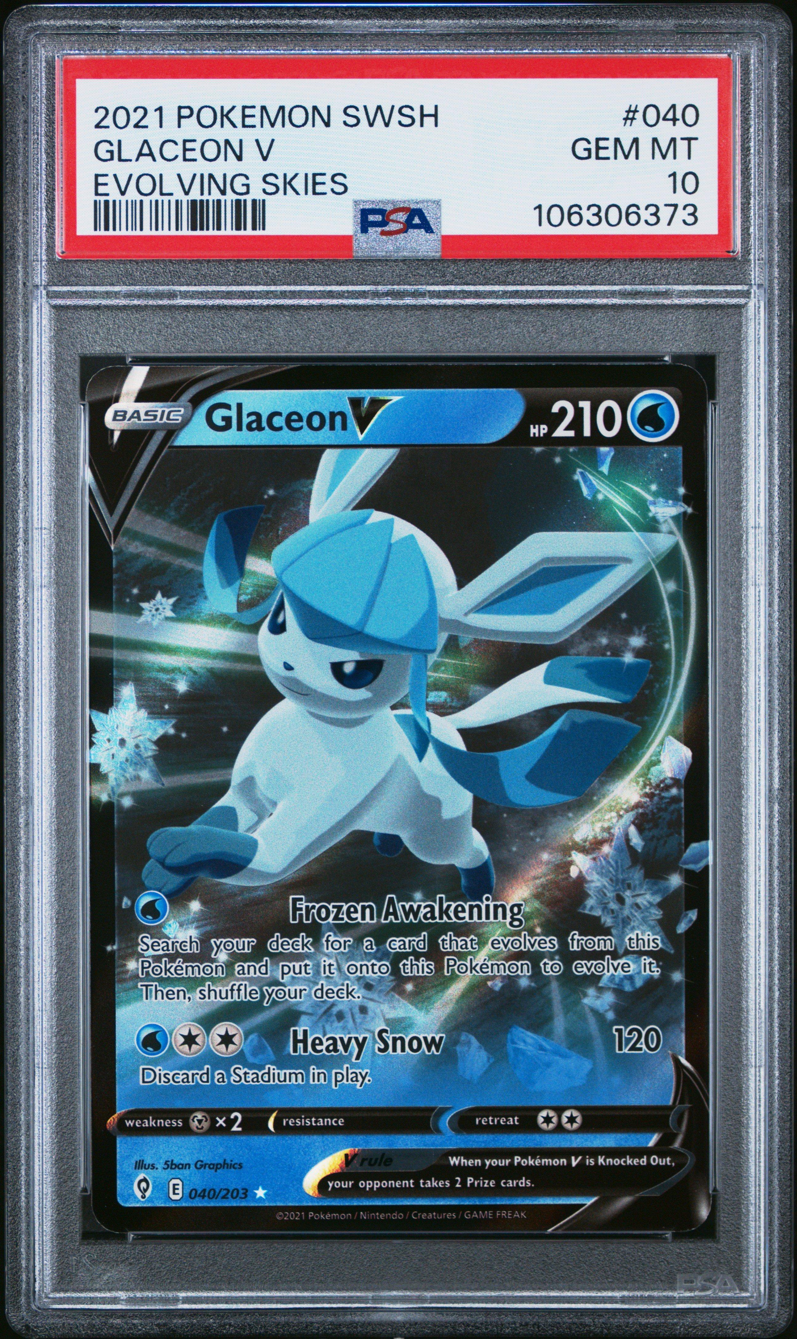 2021 Pokemon Sword & Shield Evolving Skies 040 Glaceon V PSA