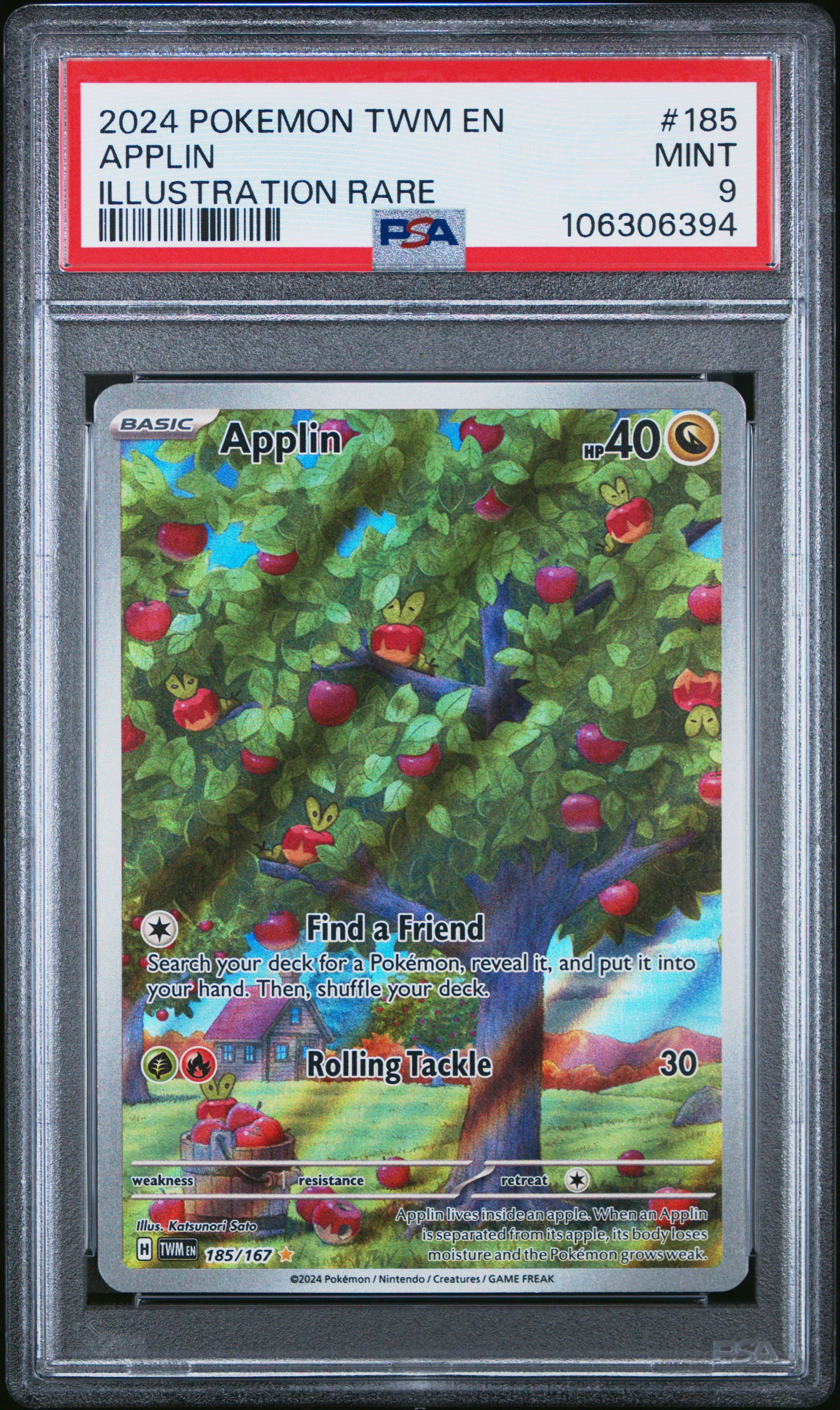2024 Pokemon Twm En-twilight Masquerade 185 Applin Illustration Rare PSA 9  Graded Card | GameStop