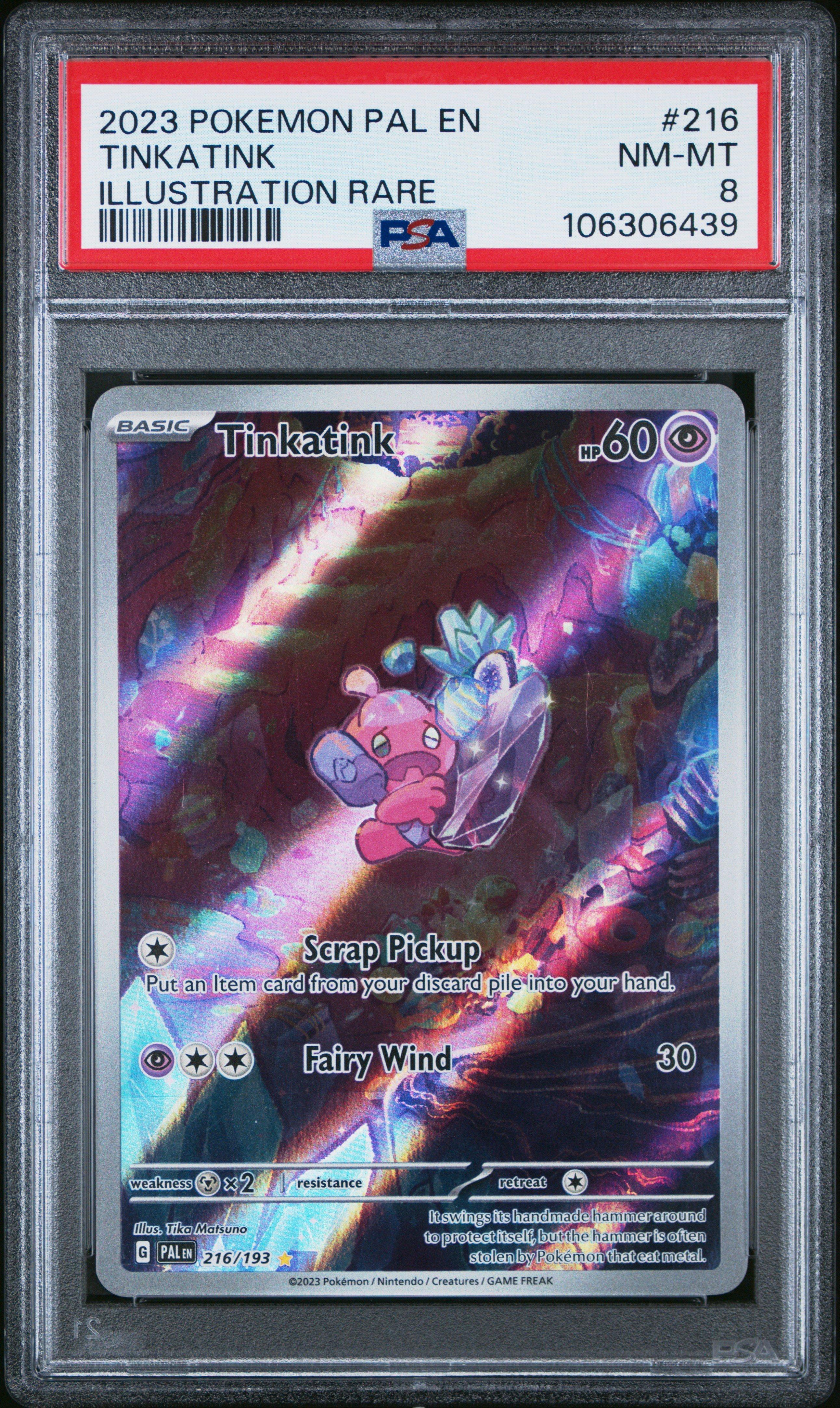 2023 Pokemon Pal En-paldea Evolved 216 Tinkatink Illustration Rare PSA 8