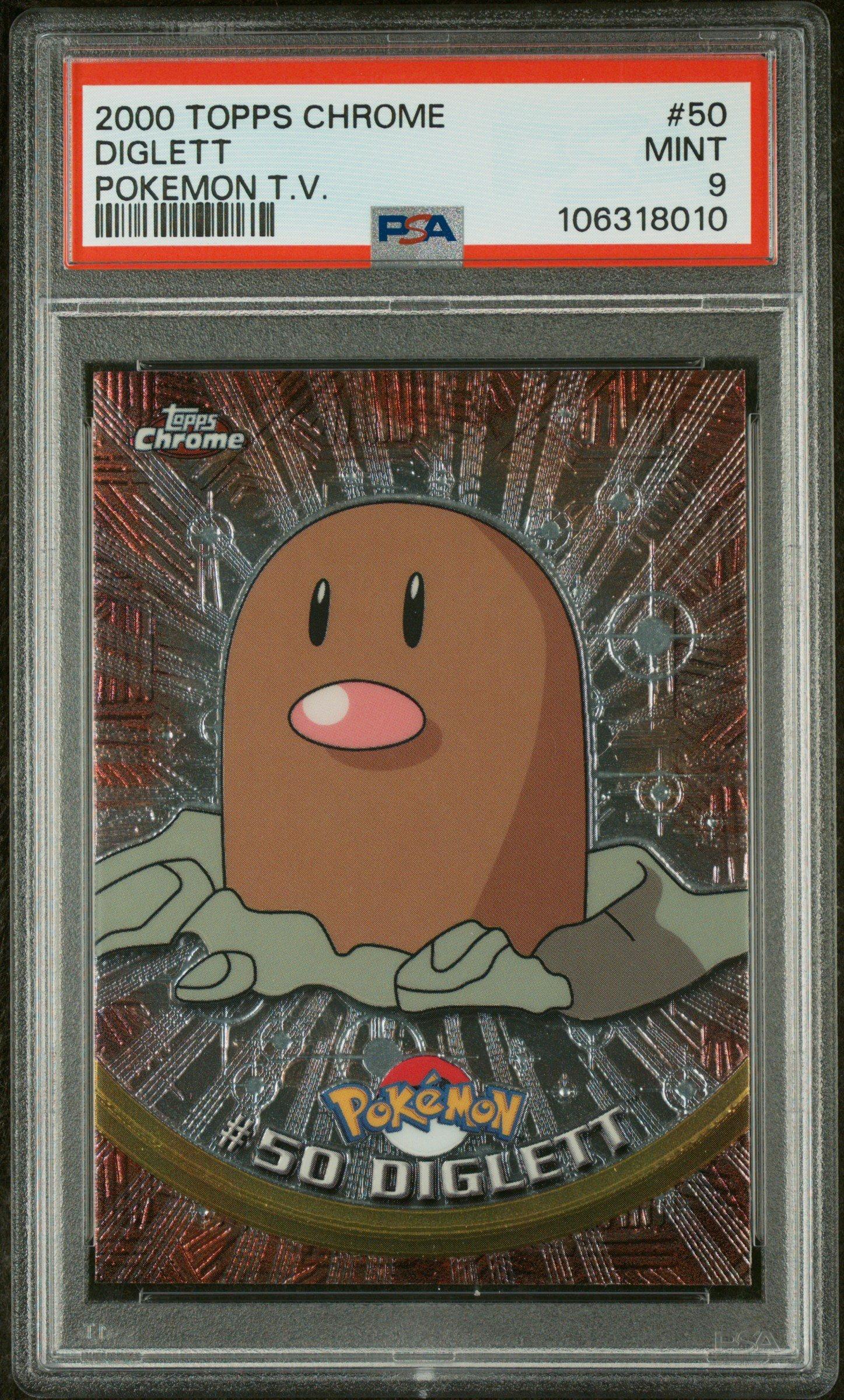 2000 Topps Chrome Pokemon T.v. 50 Diglett PSA 9
