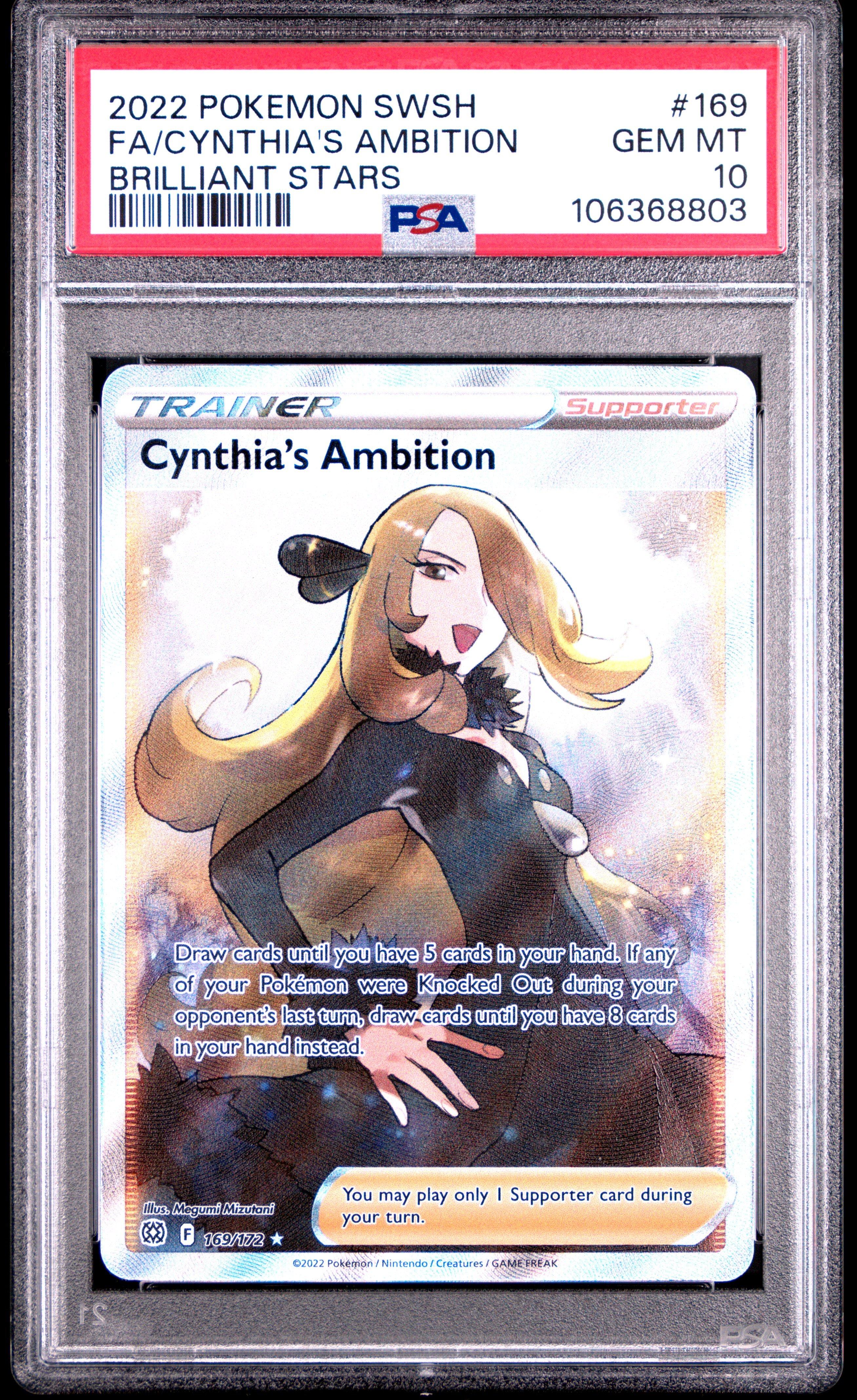 2022 Pokemon Sword & Shield Brilliant Stars 169 Full Art/cynthia's Ambition PSA