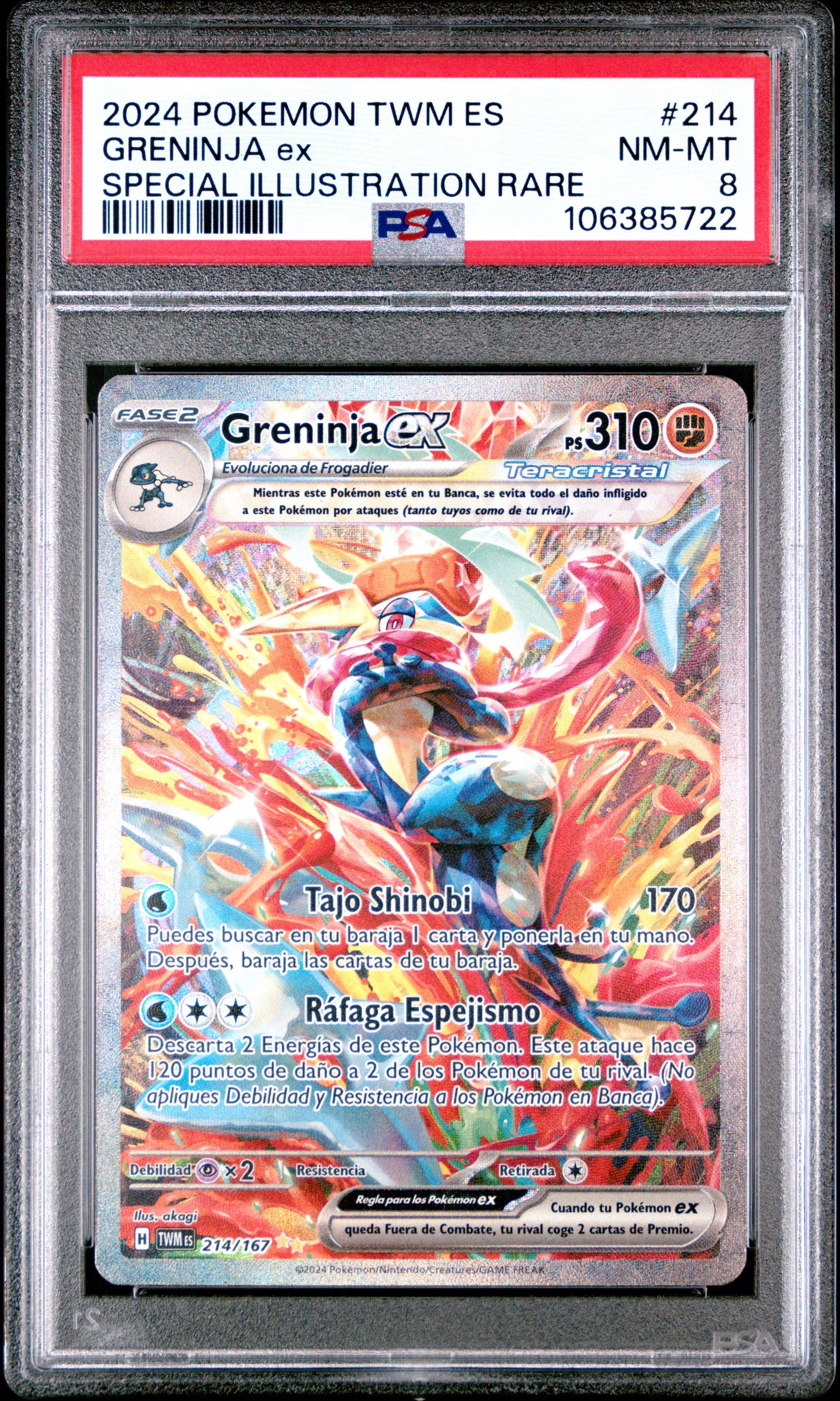 2024 Pokemon Spanish Twm Es-twilight Masquerade 214 Greninja Ex Special Illustration Rare PSA 8