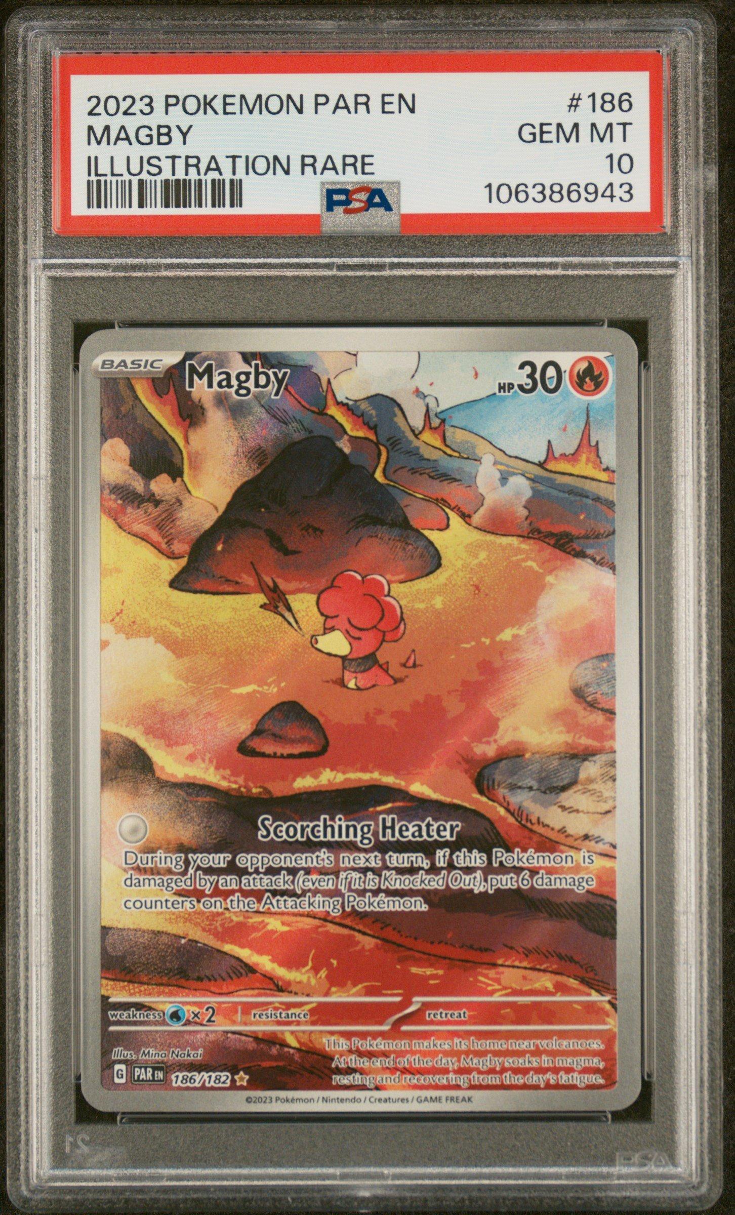 2023 Pokemon Par En-paradox Rift 186 Magby Illustration Rare PSA