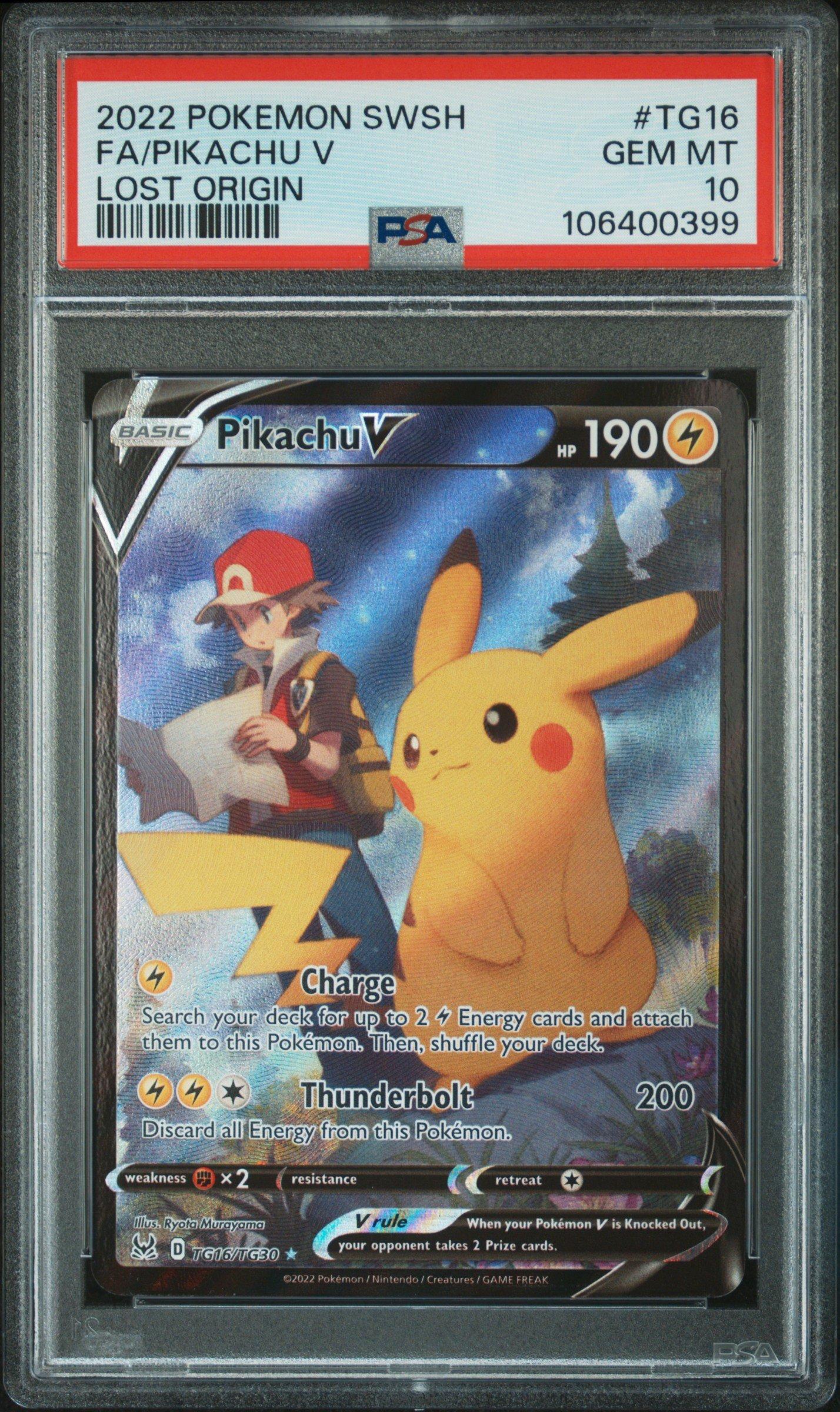 2022 Pokemon Sword & Shield Lost Origin Tg16 Full Art/pikachu V PSA