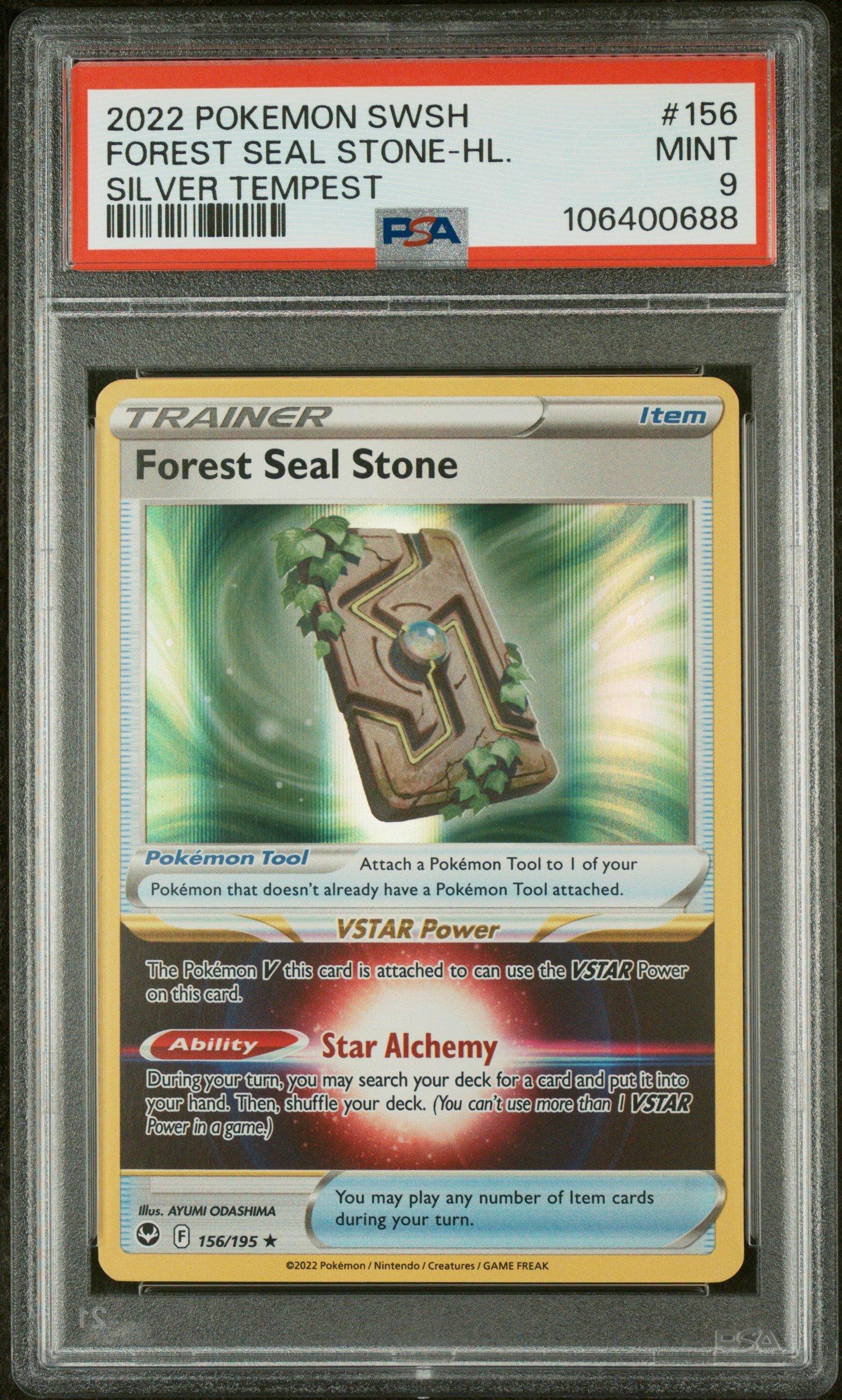 2022 Pokemon Sword & Shield Silver Tempest 156 Forest Seal Stone-holo PSA